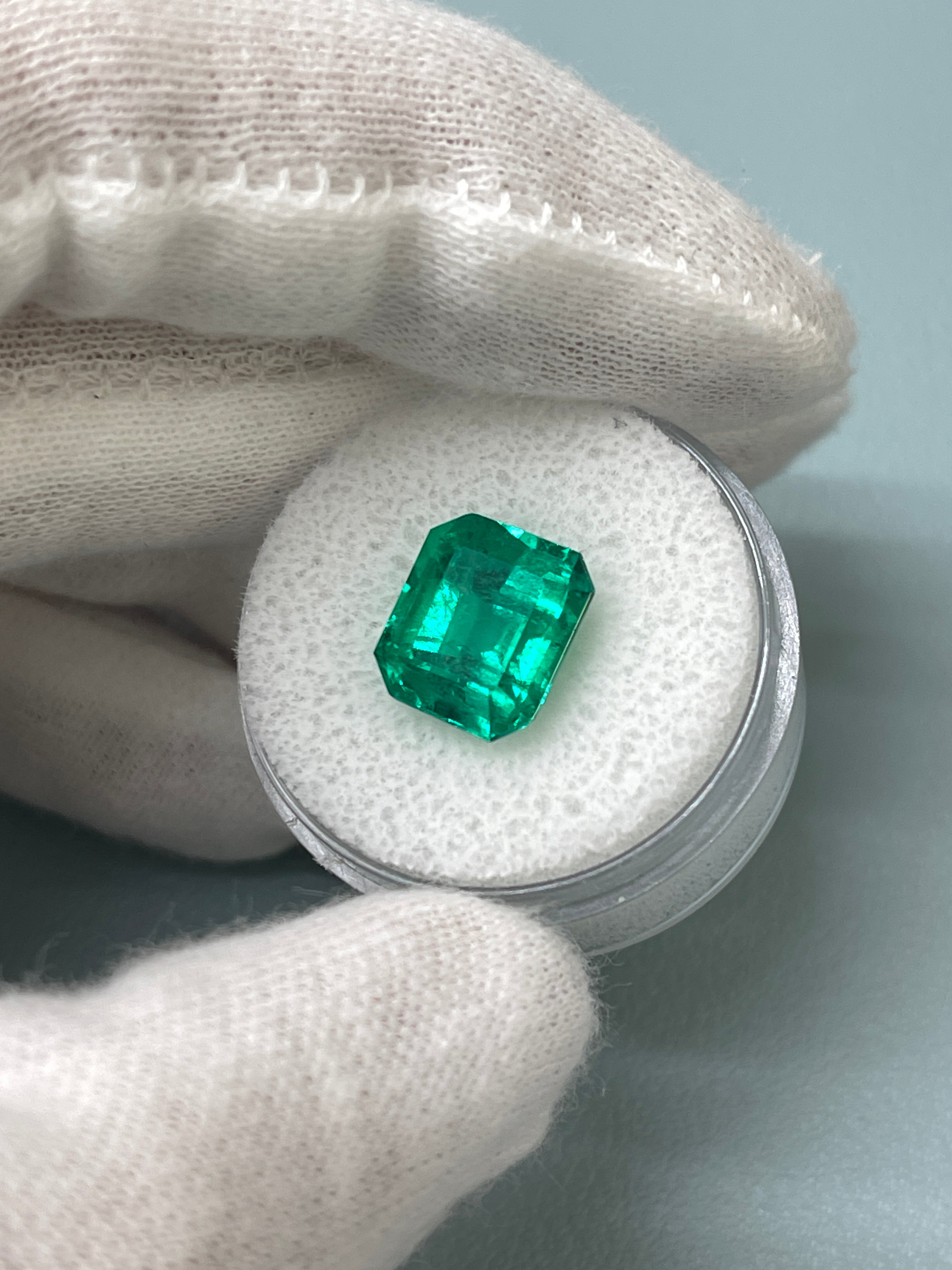 5.02 Carat 11x9 AAA+ Classic Green Natural Loose Colombian- Emerald Cut