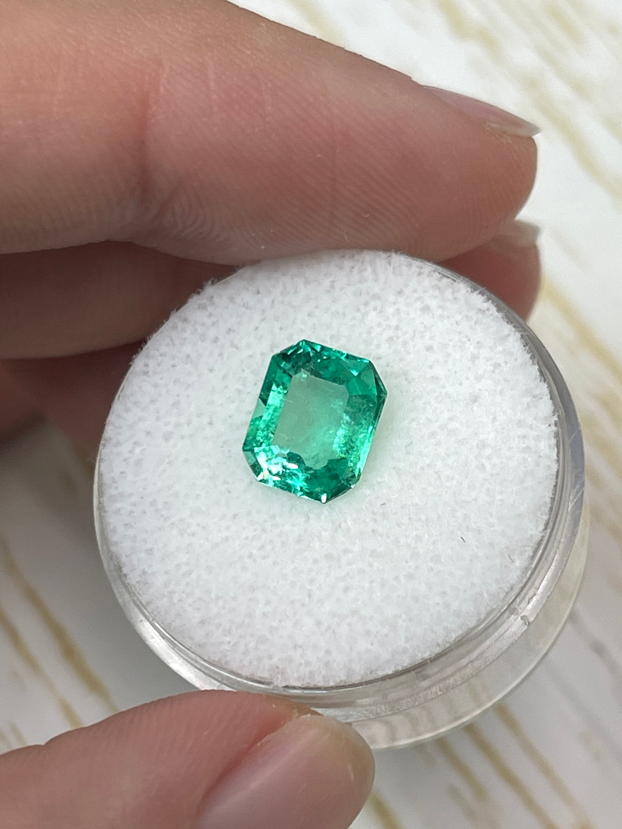 2.14 Carat 9x7 High Clarity Muzo Yellowish Green Natural Loose Colombian Emerald- Emerald Cut - JR Colombian Emeralds