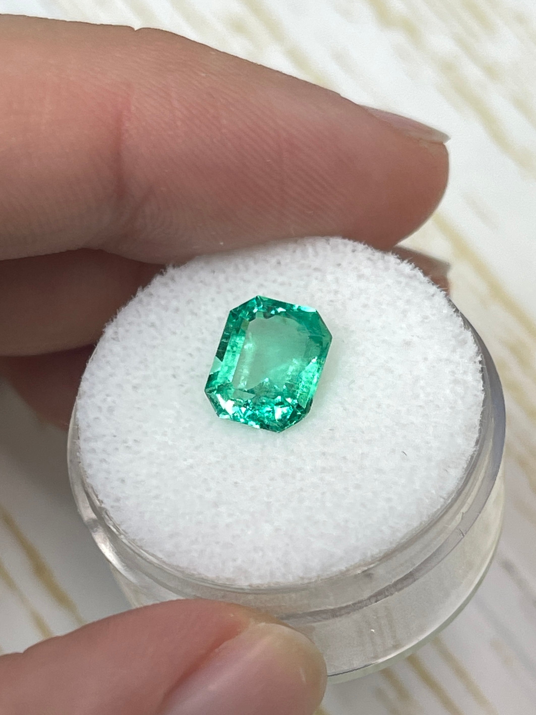 2.14 Carat 9x7 High Clarity Muzo Yellowish Green Natural Loose Colombian Emerald- Emerald Cut - JR Colombian Emeralds