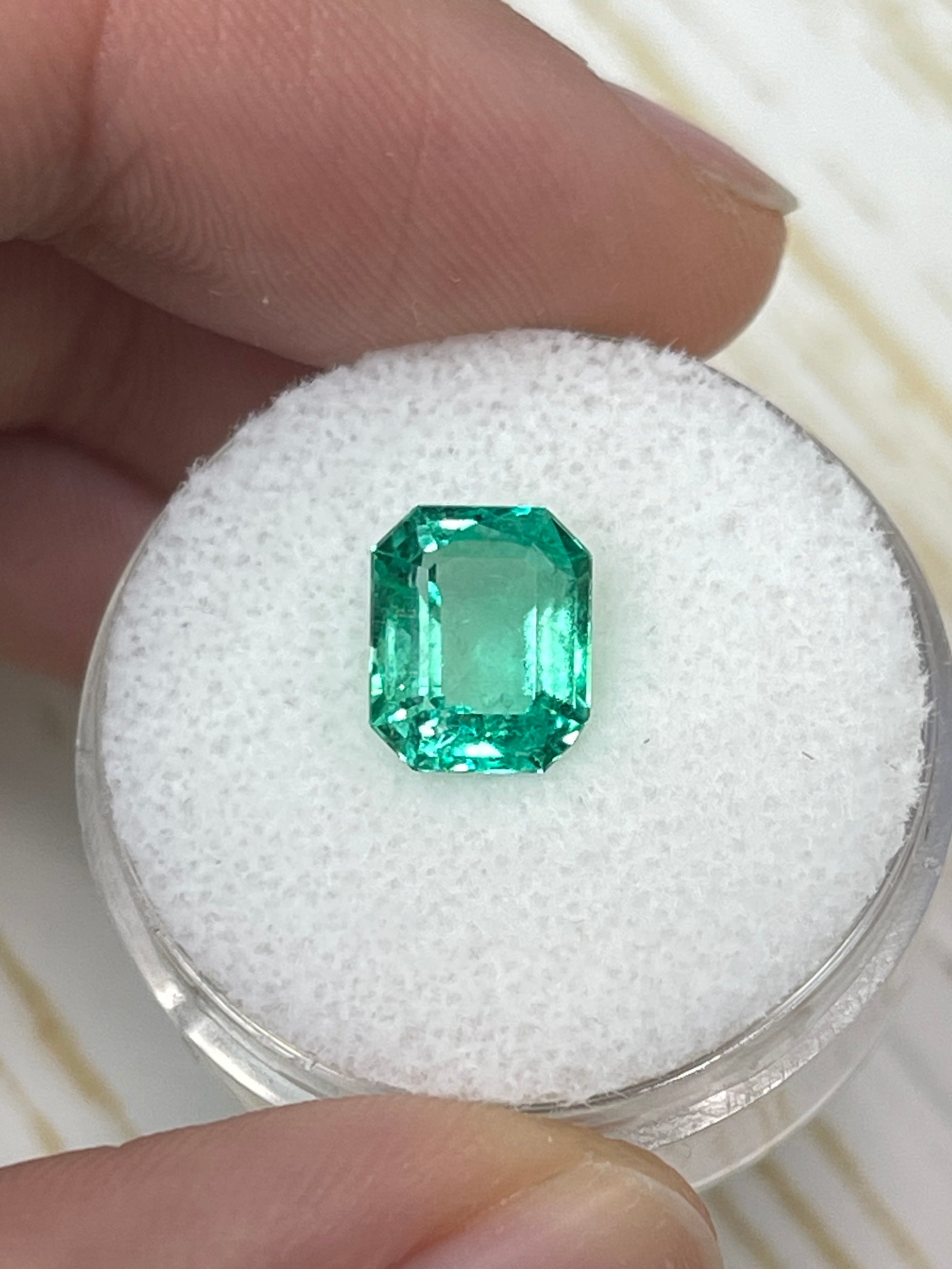 2.14 Carat 9x7 High Clarity Muzo Yellowish Green Natural Loose Colombian Emerald- Emerald Cut - JR Colombian Emeralds