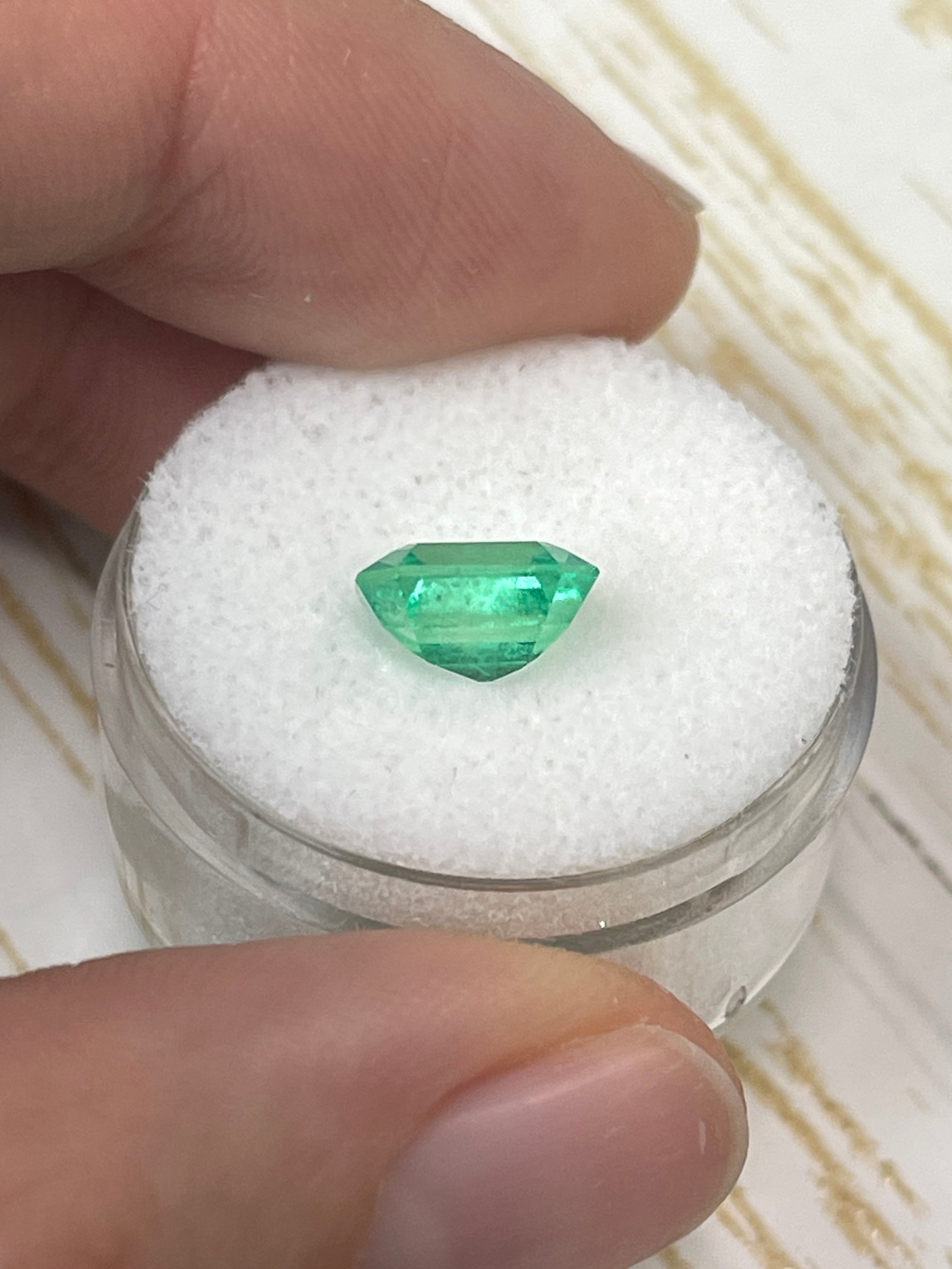 2.14 Carat 9x7 High Clarity Muzo Yellowish Green Natural Loose Colombian Emerald- Emerald Cut - JR Colombian Emeralds