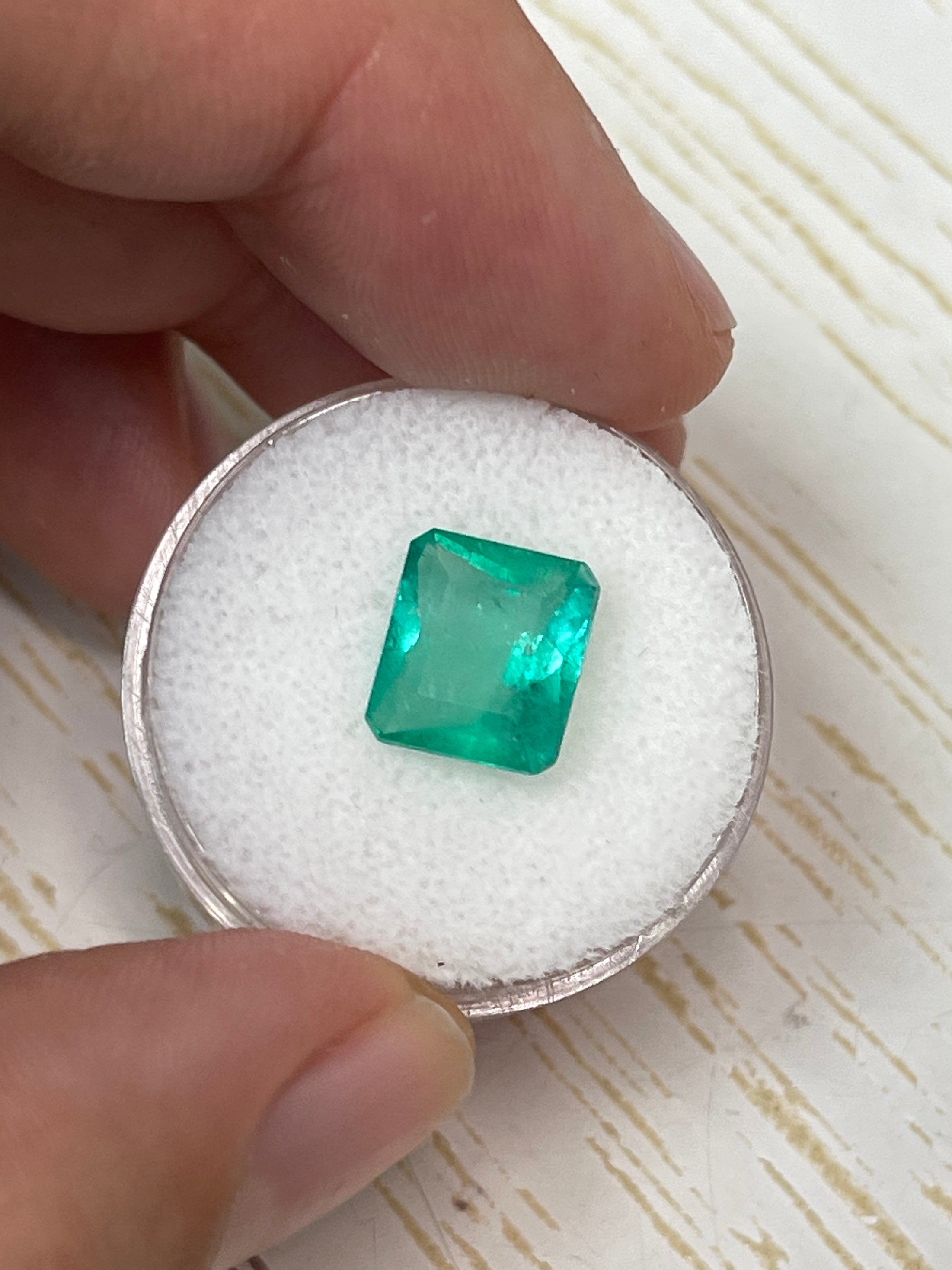 3.24 Carat Bluish Green Natural Loose Colombian Emerald-Chunky Emerald Cut - JR Colombian Emeralds