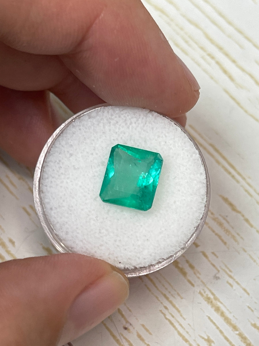 3.24 Carat Bluish Green Natural Loose Colombian Emerald-Chunky Emerald Cut