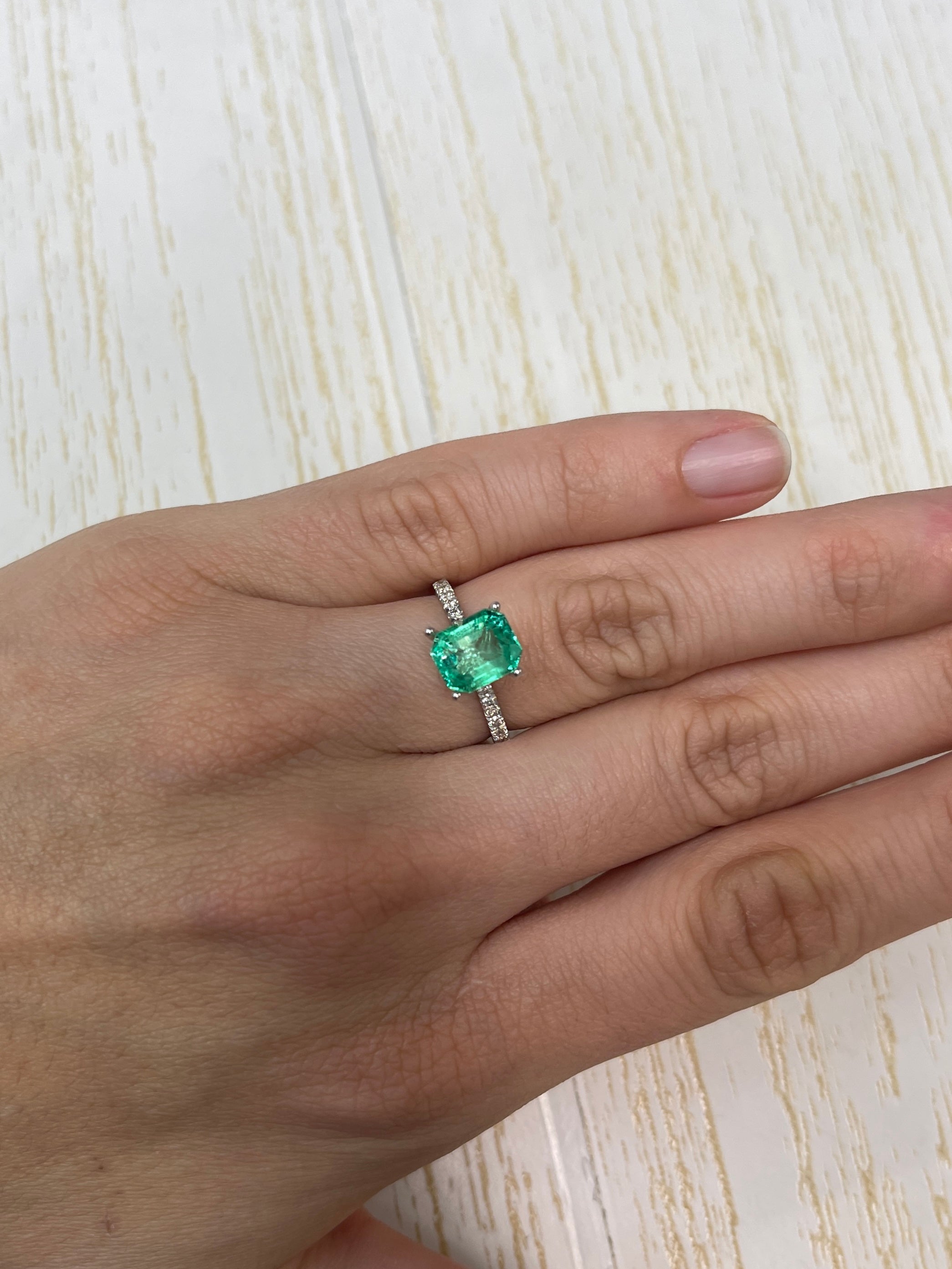 2.14 Carat 9x7 High Clarity Muzo Yellowish Green Natural Loose Colombian Emerald- Emerald Cut - JR Colombian Emeralds