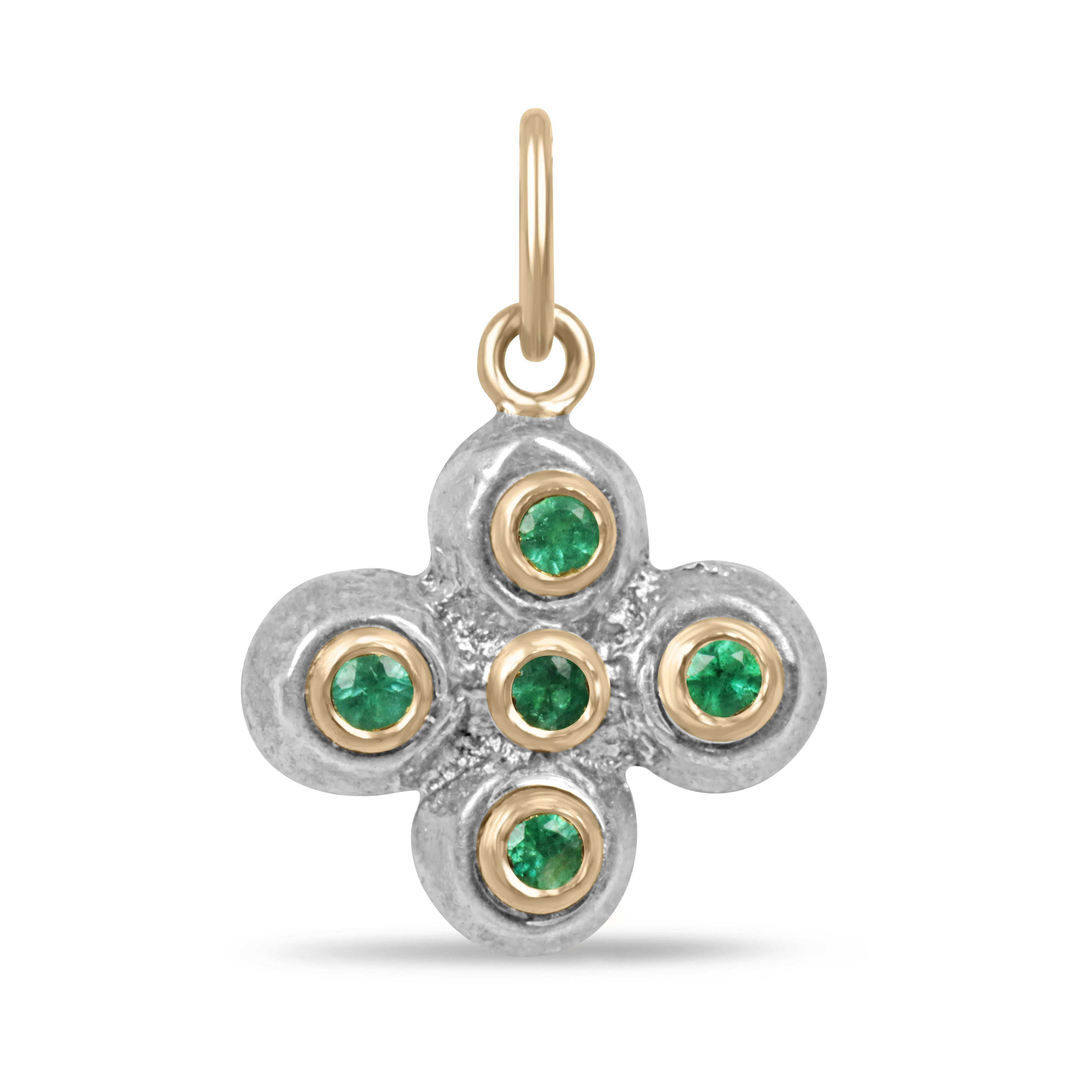 Petite Byzantine 24K Gold & Sterling Silver Emerald Cross Pendant