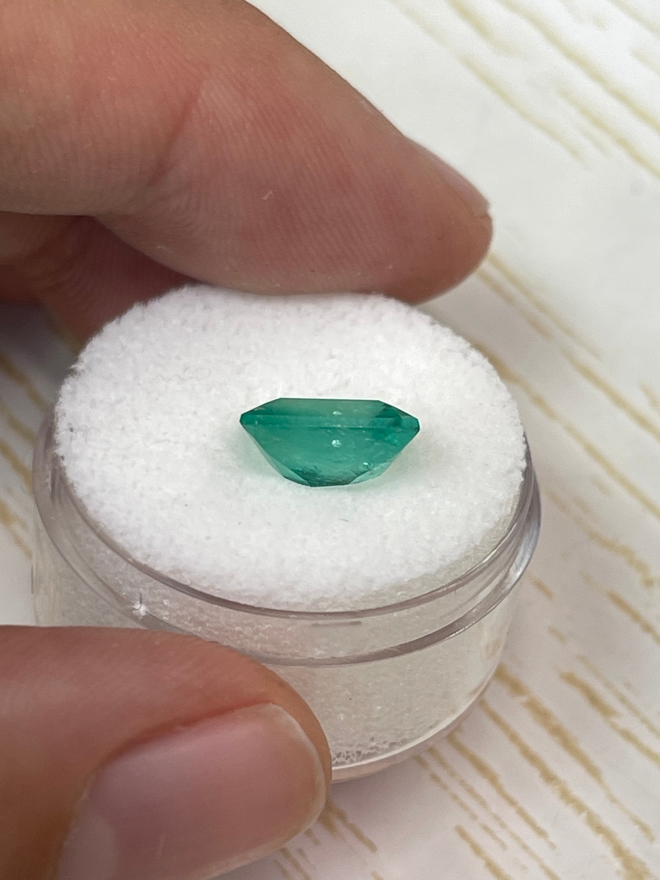 3.24 Carat Bluish Green Natural Loose Colombian Emerald-Chunky Emerald Cut - JR Colombian Emeralds