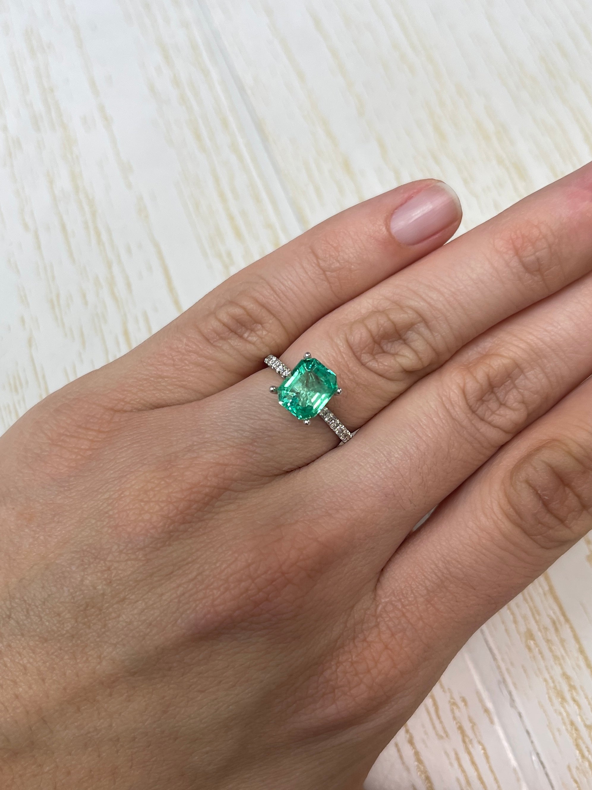 2.14 Carat 9x7 High Clarity Muzo Yellowish Green Natural Loose Colombian Emerald- Emerald Cut - JR Colombian Emeralds