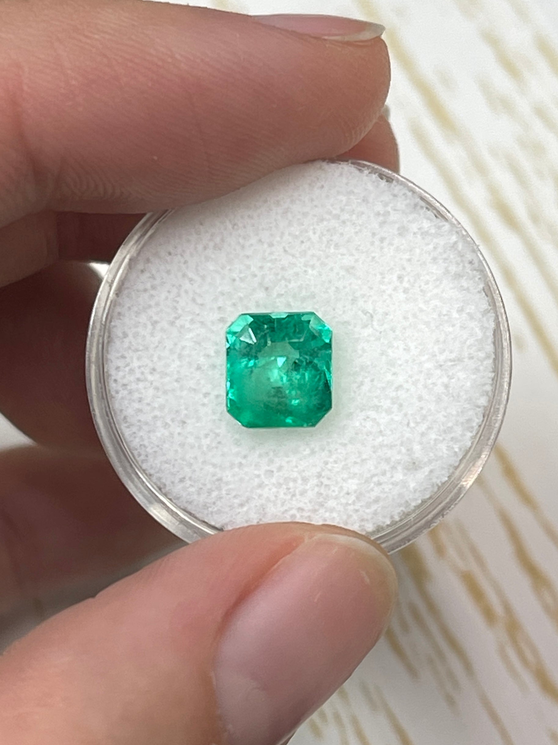 2.14 Carat Chunky Emerald Cut Natural Unset Colombian Emerald-Apple Green - JR Colombian Emeralds