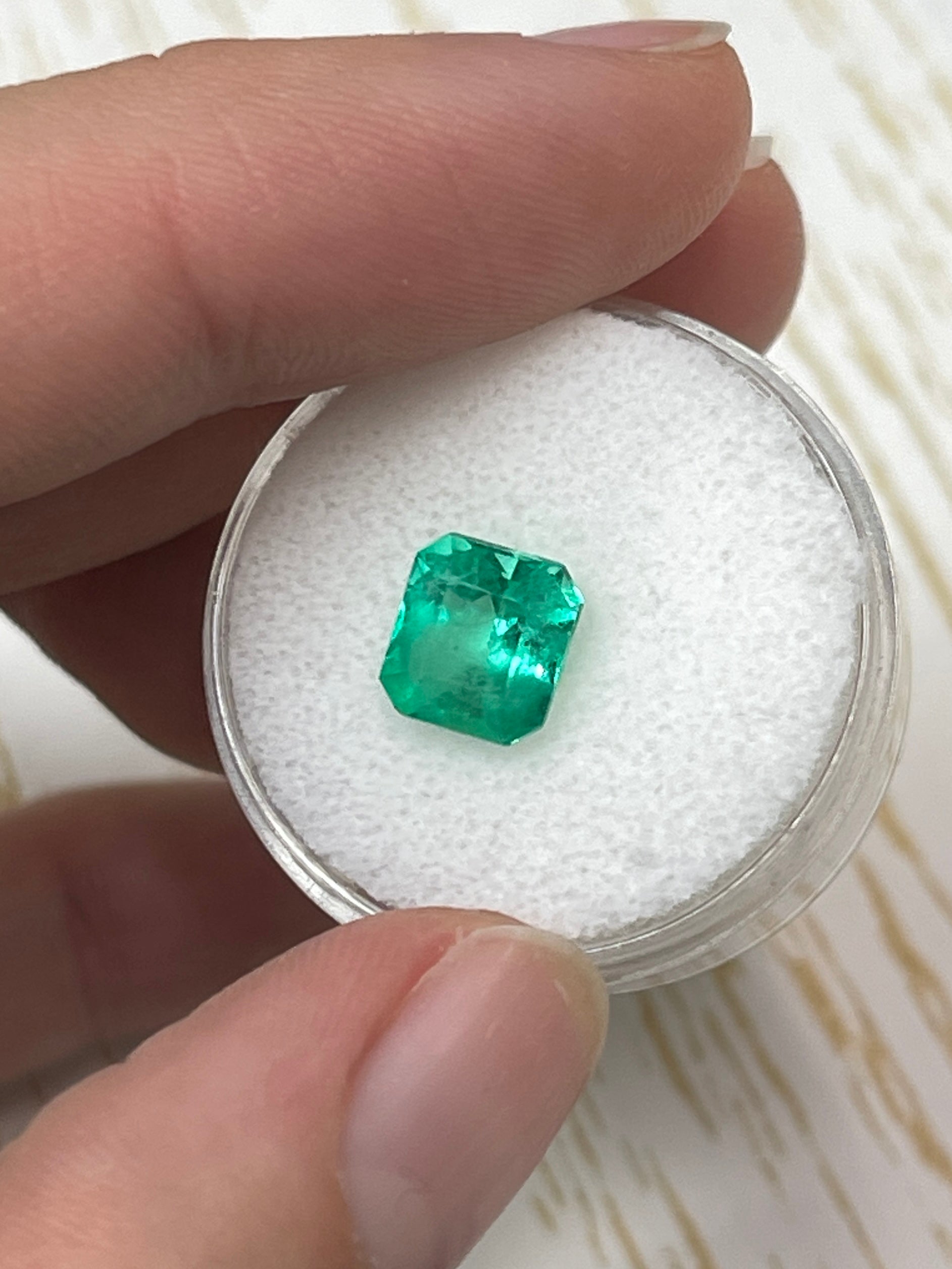 2.14 Carat Chunky Emerald Cut Natural Unset Colombian Emerald-Apple Green - JR Colombian Emeralds