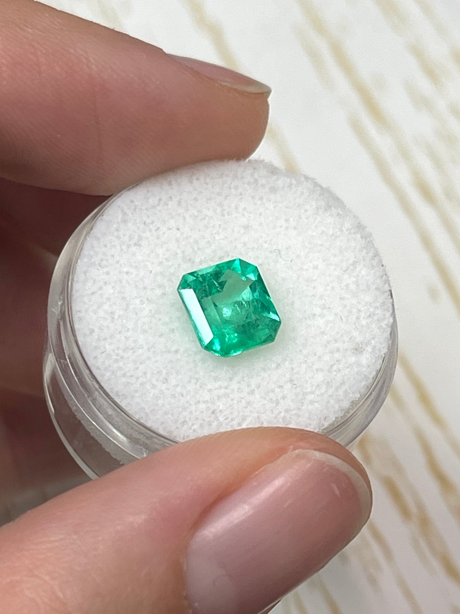 2.14 Carat Chunky Emerald Cut Natural Unset Colombian Emerald-Apple Green - JR Colombian Emeralds