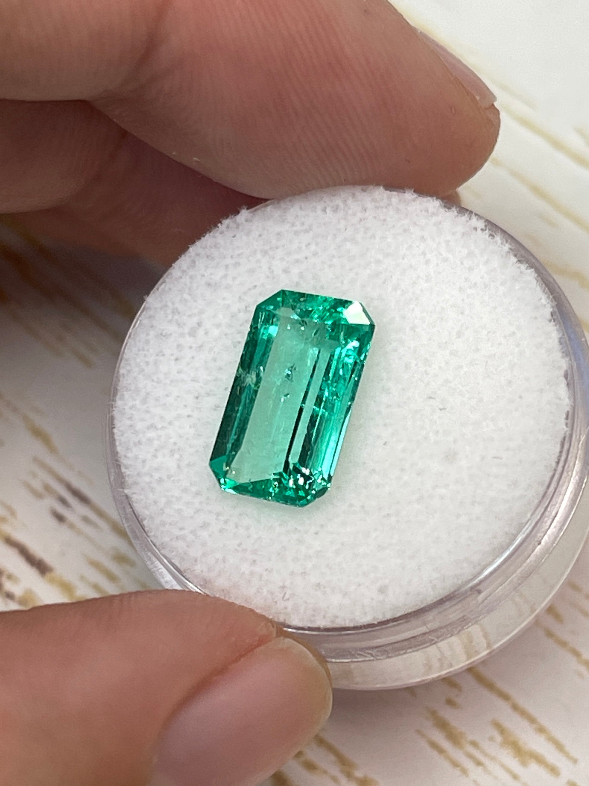 Radiant 3.42 Carat Colombian Emerald: Long and Green