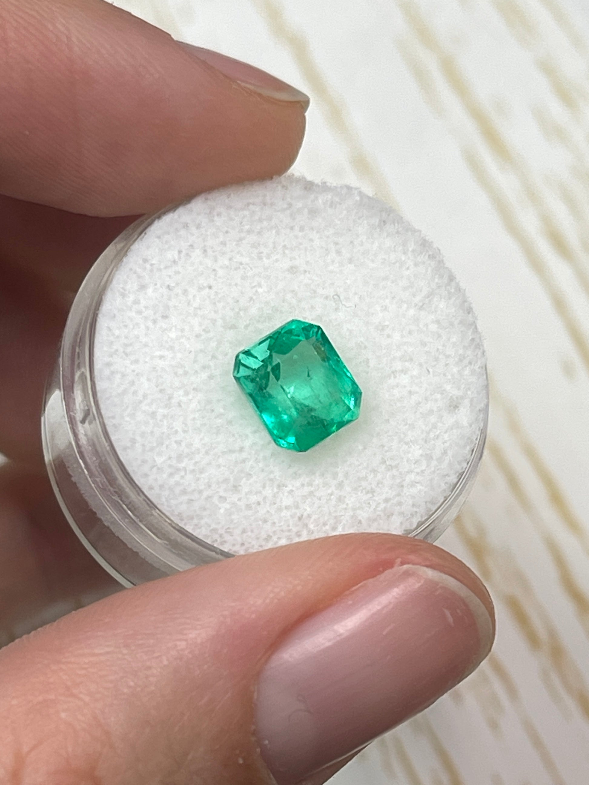 2.14 Carat Chunky Emerald Cut Natural Unset Colombian Emerald-Apple Green - JR Colombian Emeralds