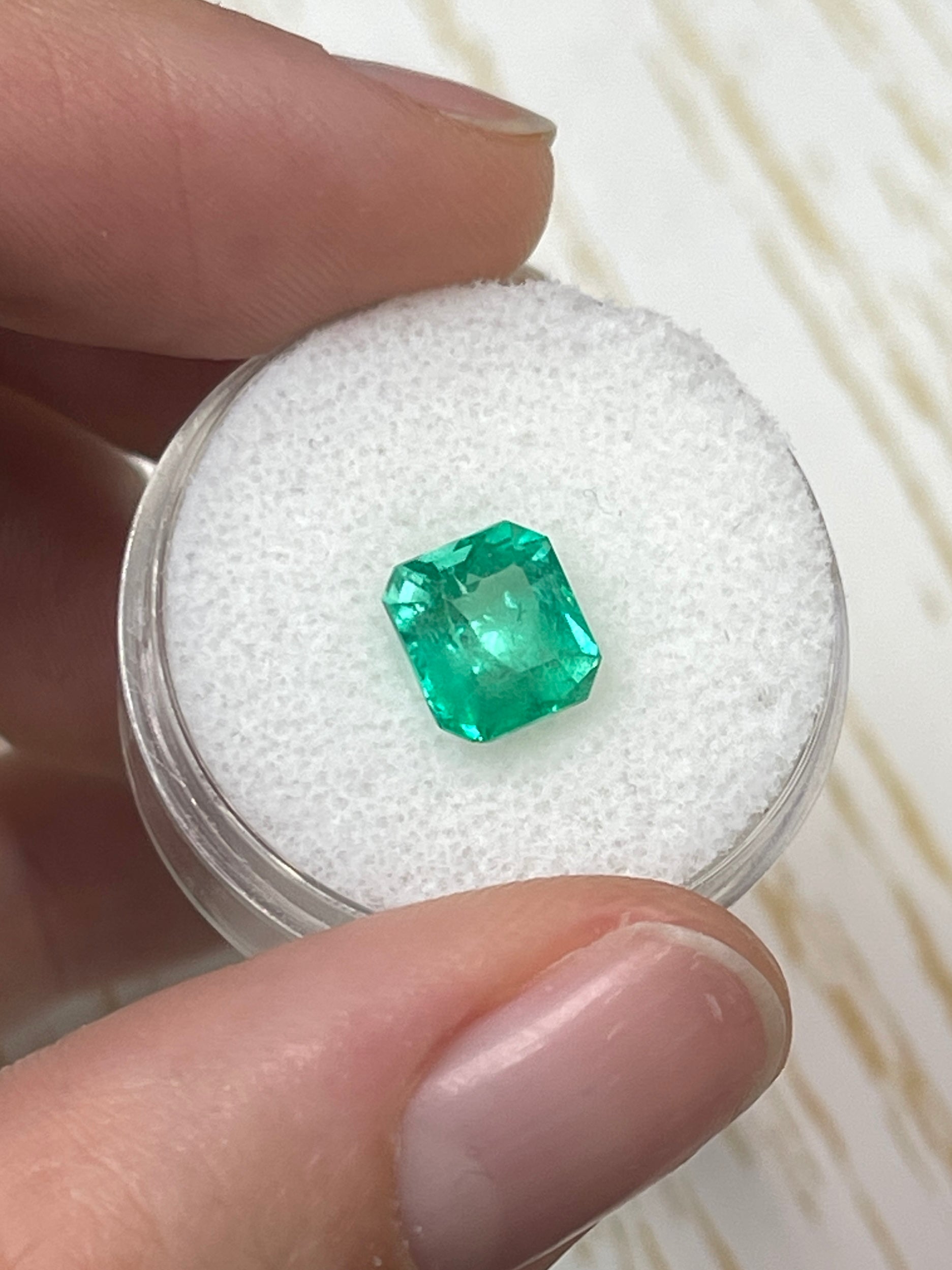 2.14 Carat Chunky Emerald Cut Natural Unset Colombian Emerald-Apple Green - JR Colombian Emeralds