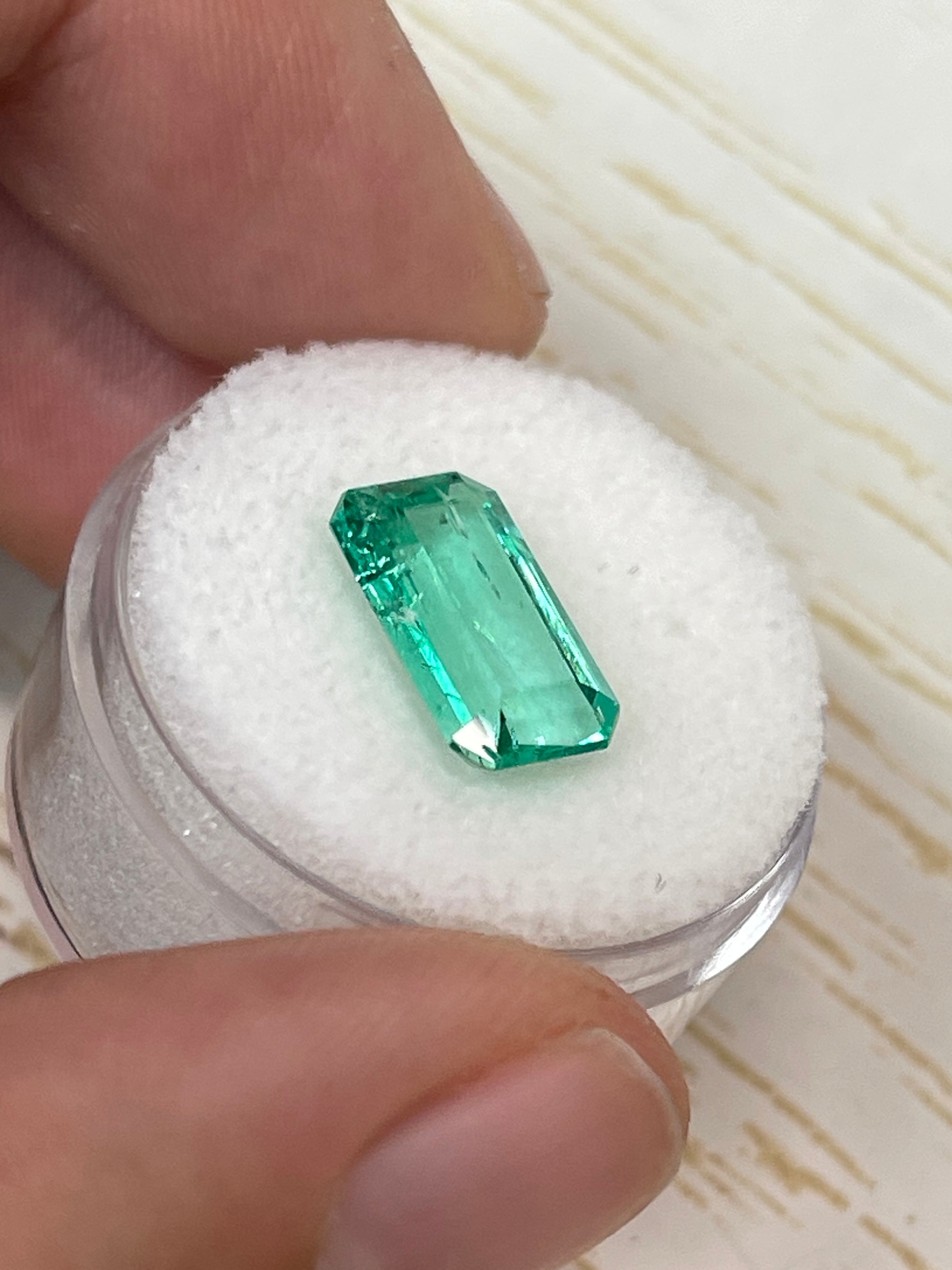 Elongated Natural Colombian Emerald: 3.42 Carat Beauty