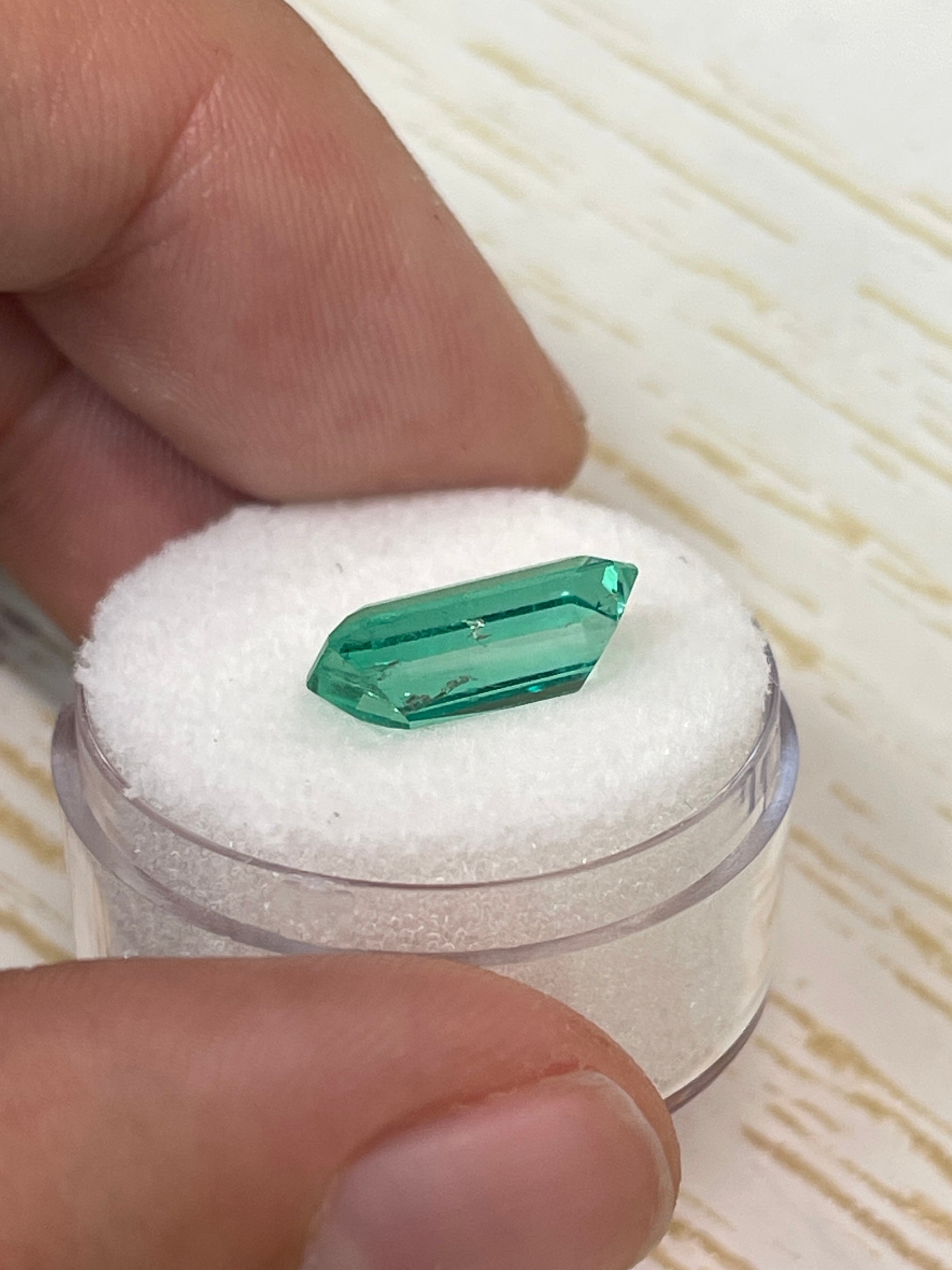 Vivid 3.42 Carat Green Colombian Emerald, Emerald Cut