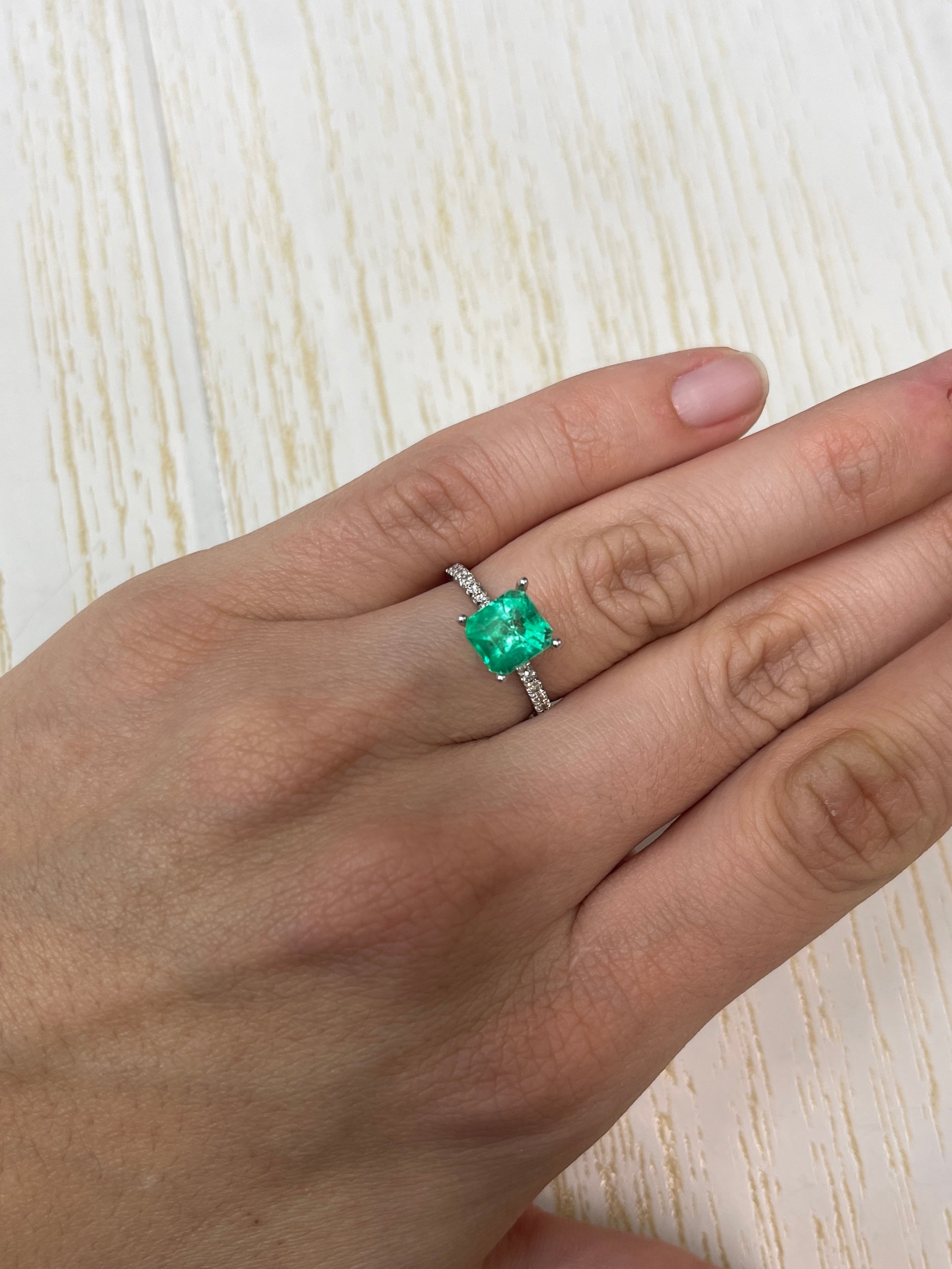 2.14 Carat Chunky Emerald Cut Natural Unset Colombian Emerald-Apple Green - JR Colombian Emeralds