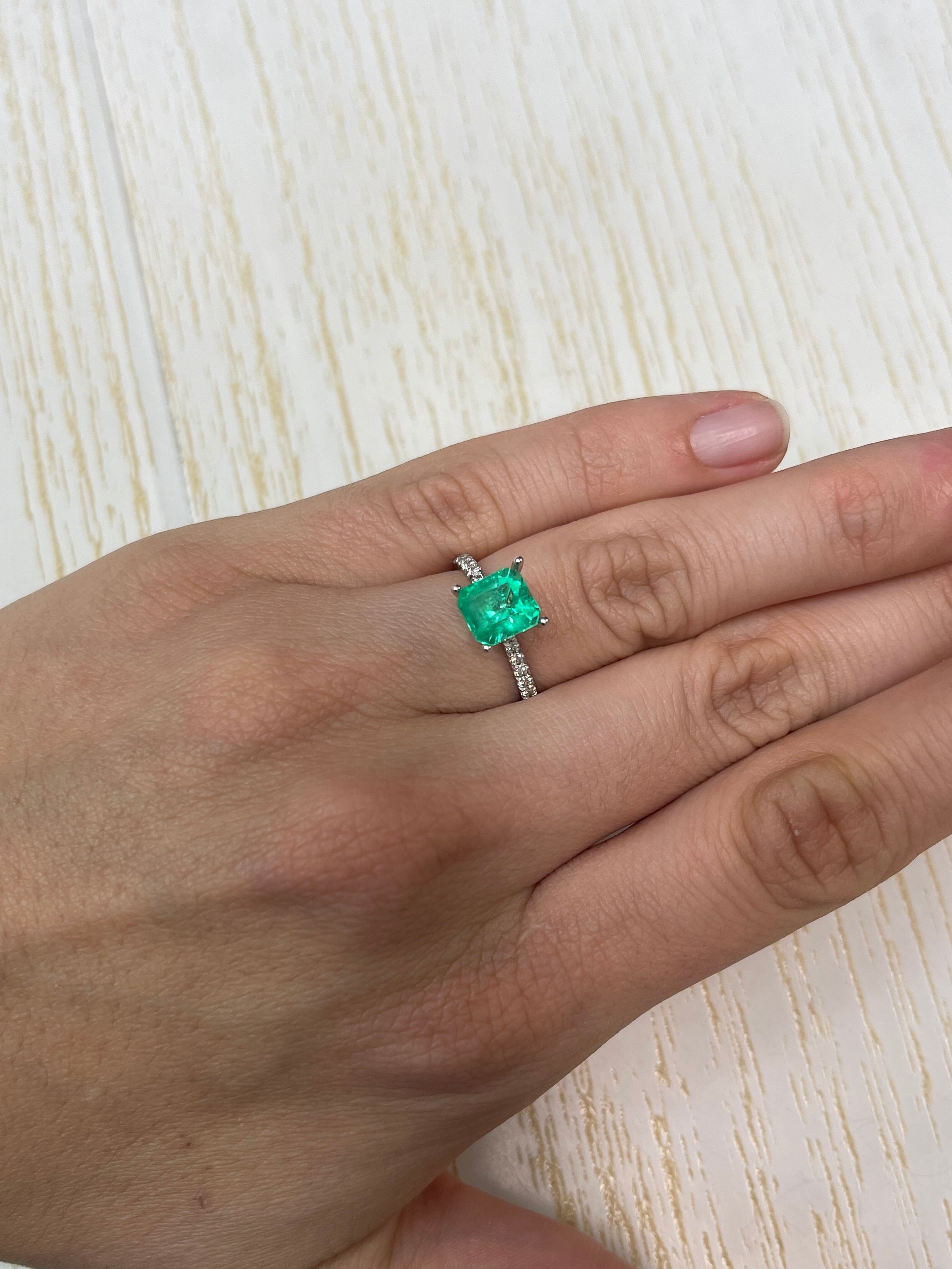 2.14 Carat Chunky Emerald Cut Natural Unset Colombian Emerald-Apple Green - JR Colombian Emeralds