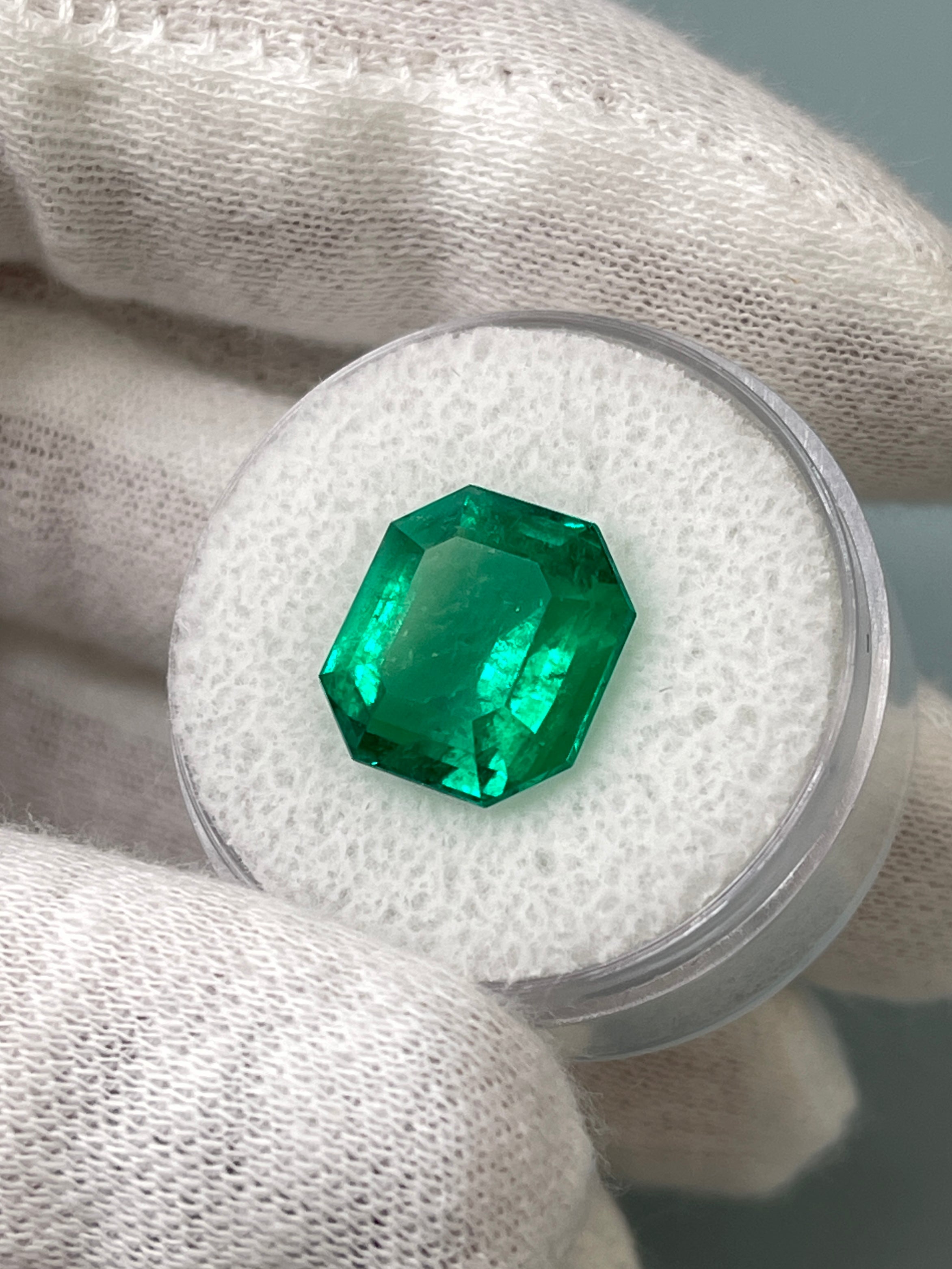 5.96 Carat 12x11 AAA+ Classic Green Natural Loose Colombian- Emerald Cut