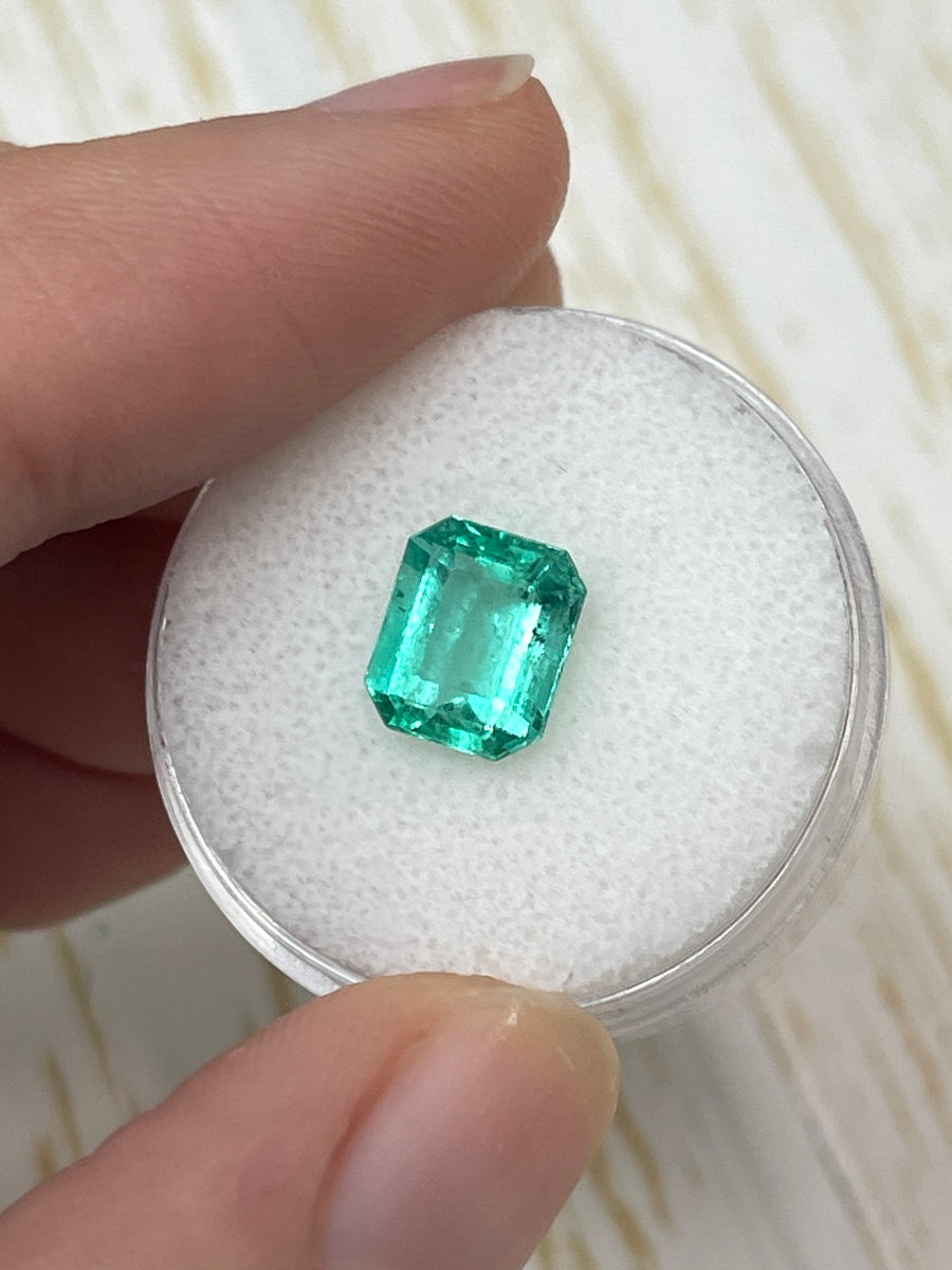 2.17 Carat 8.5x7 Bluish Green Natural Loose Colombian Emerald- Emerald Cut