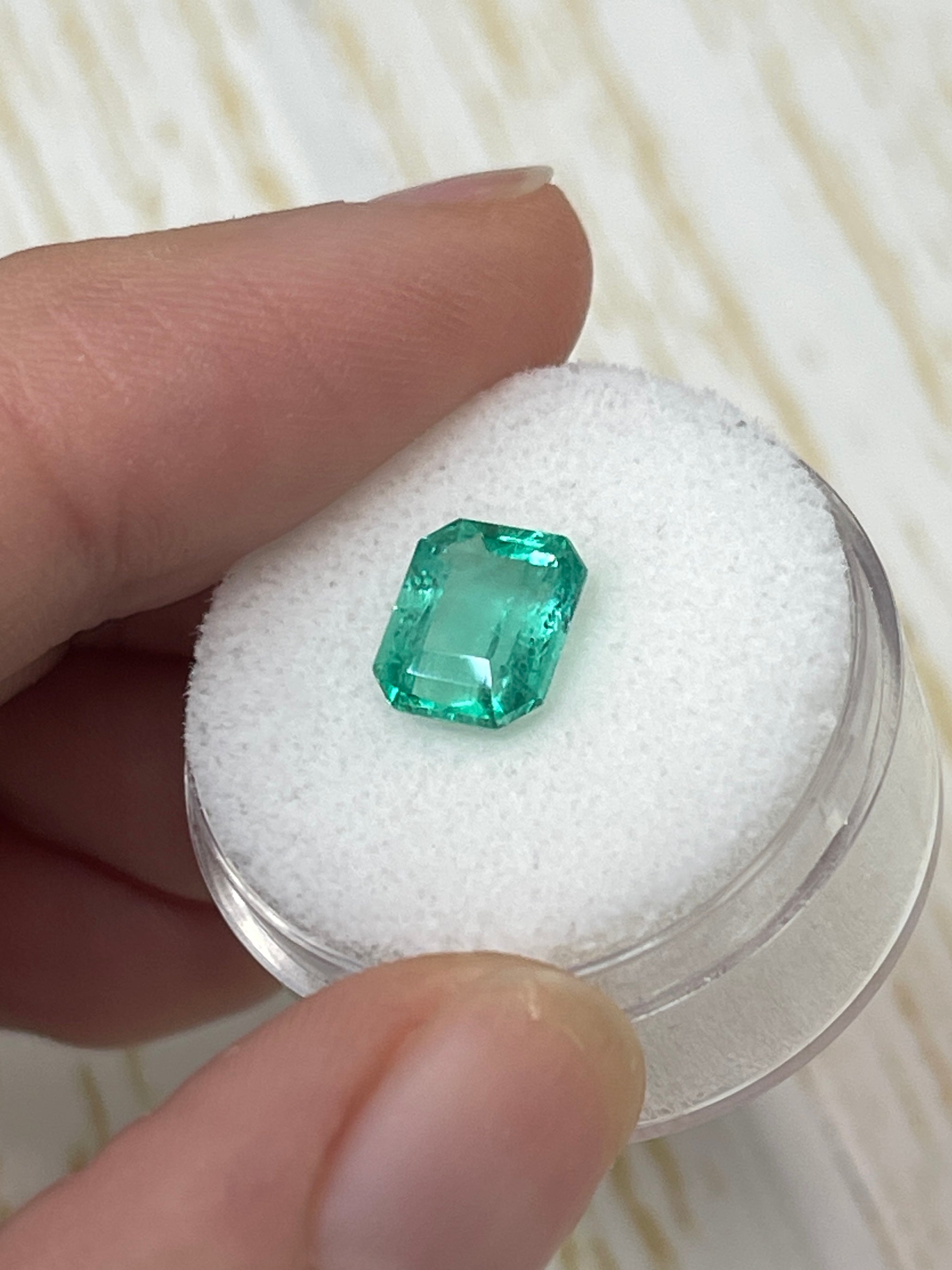 2.17 Carat 8.5x7 Bluish Green Natural Loose Colombian Emerald- Emerald Cut - JR Colombian Emeralds