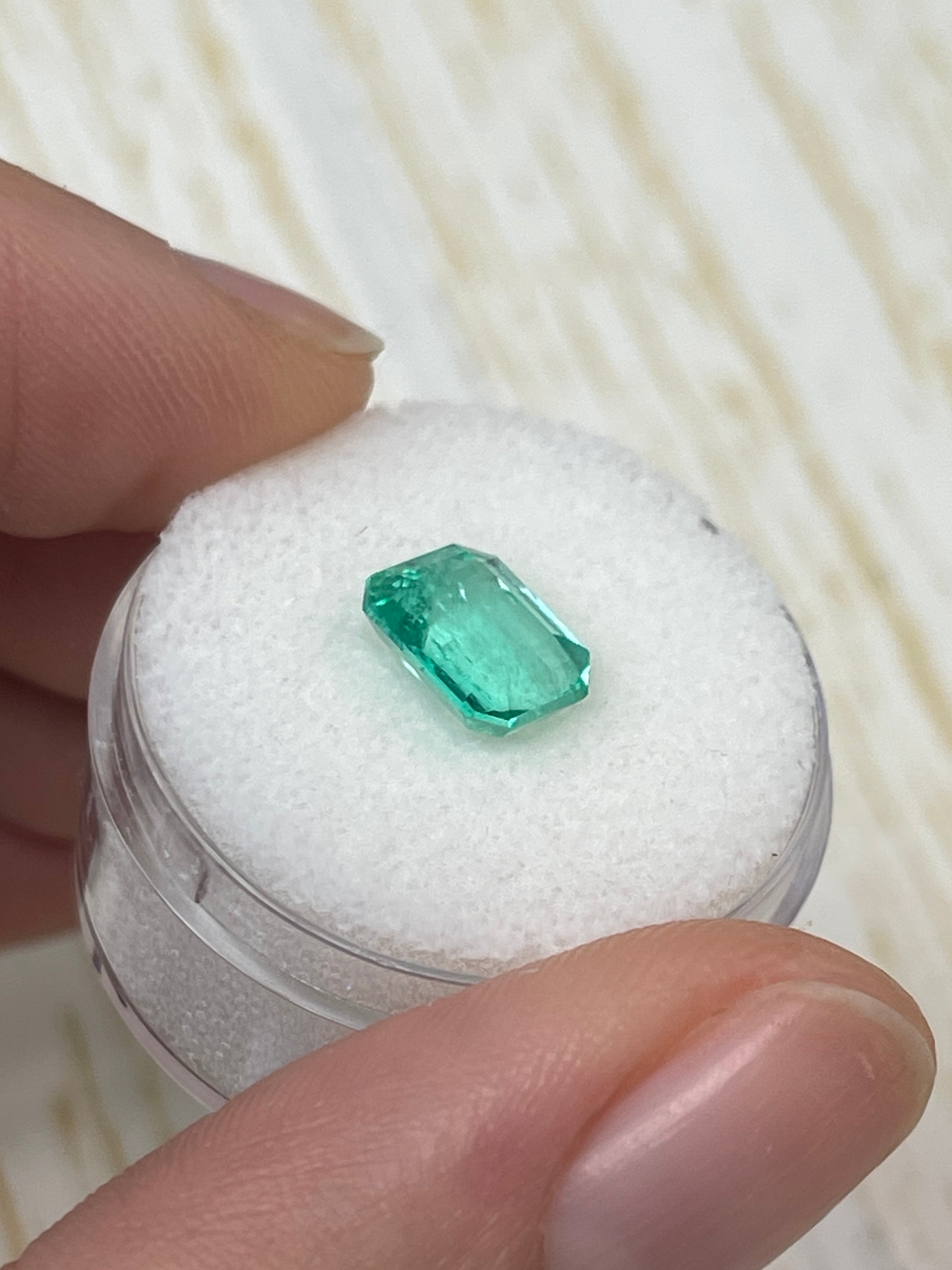 2.17 Carat 8.5x7 Bluish Green Natural Loose Colombian Emerald- Emerald Cut - JR Colombian Emeralds