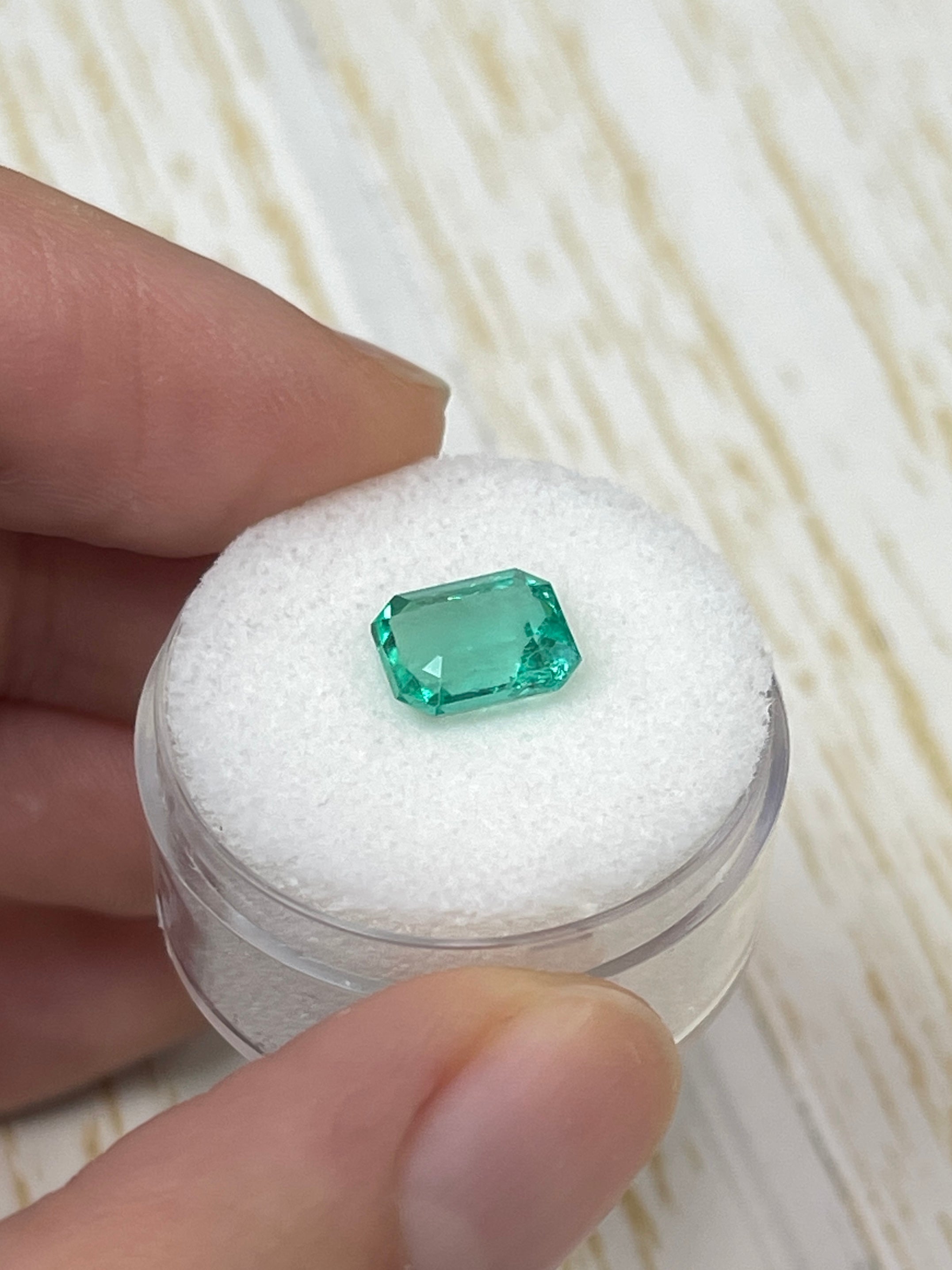 2.17 Carat 8.5x7 Bluish Green Natural Loose Colombian Emerald- Emerald Cut - JR Colombian Emeralds