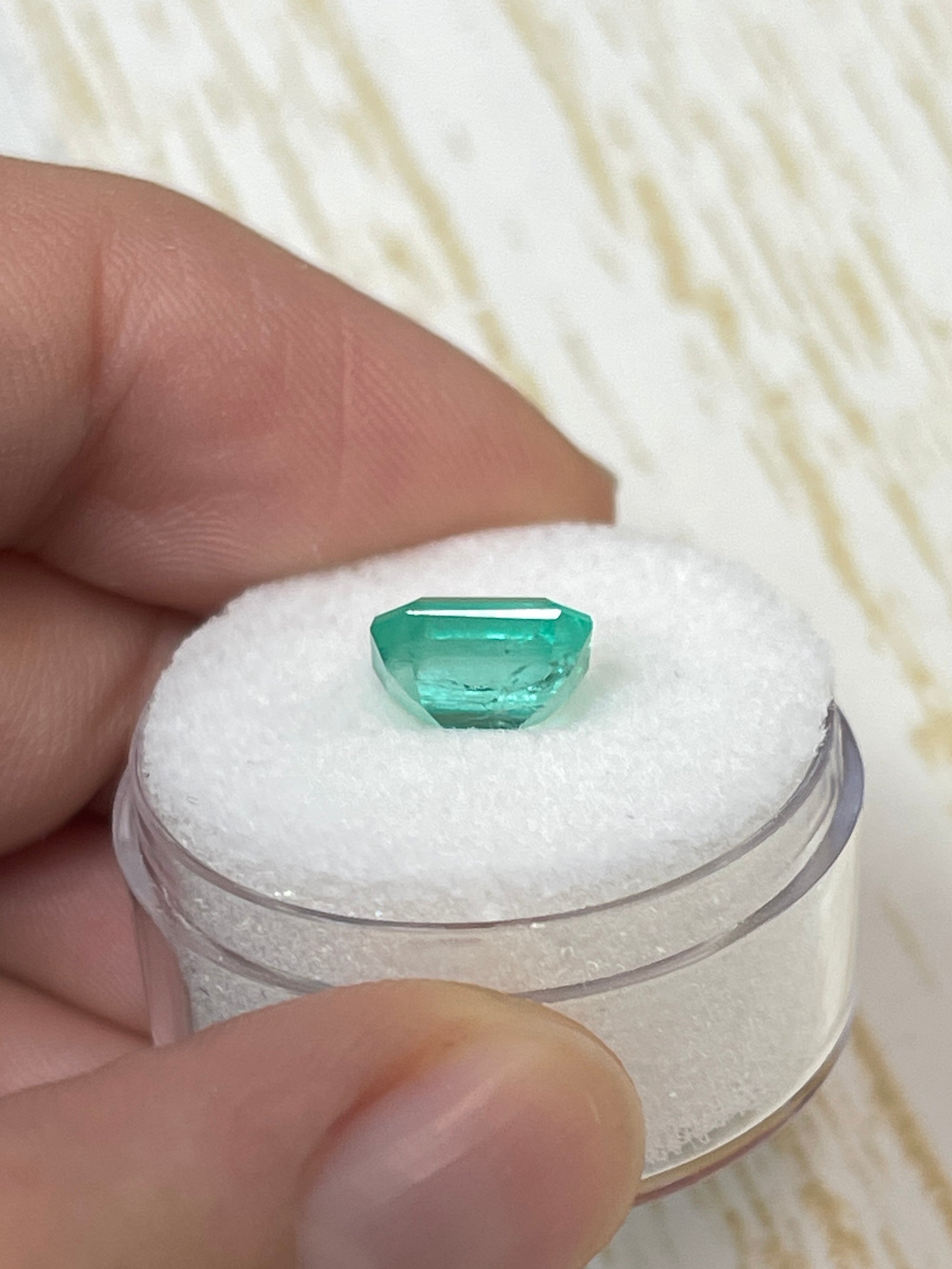 2.17 Carat 8.5x7 Bluish Green Natural Loose Colombian Emerald- Emerald Cut - JR Colombian Emeralds