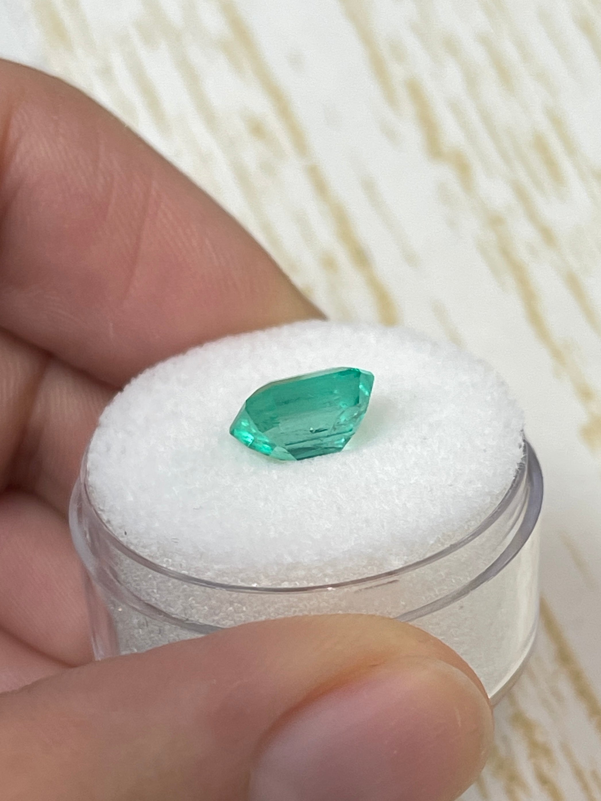 2.17 Carat 8.5x7 Bluish Green Natural Loose Colombian Emerald- Emerald Cut - JR Colombian Emeralds