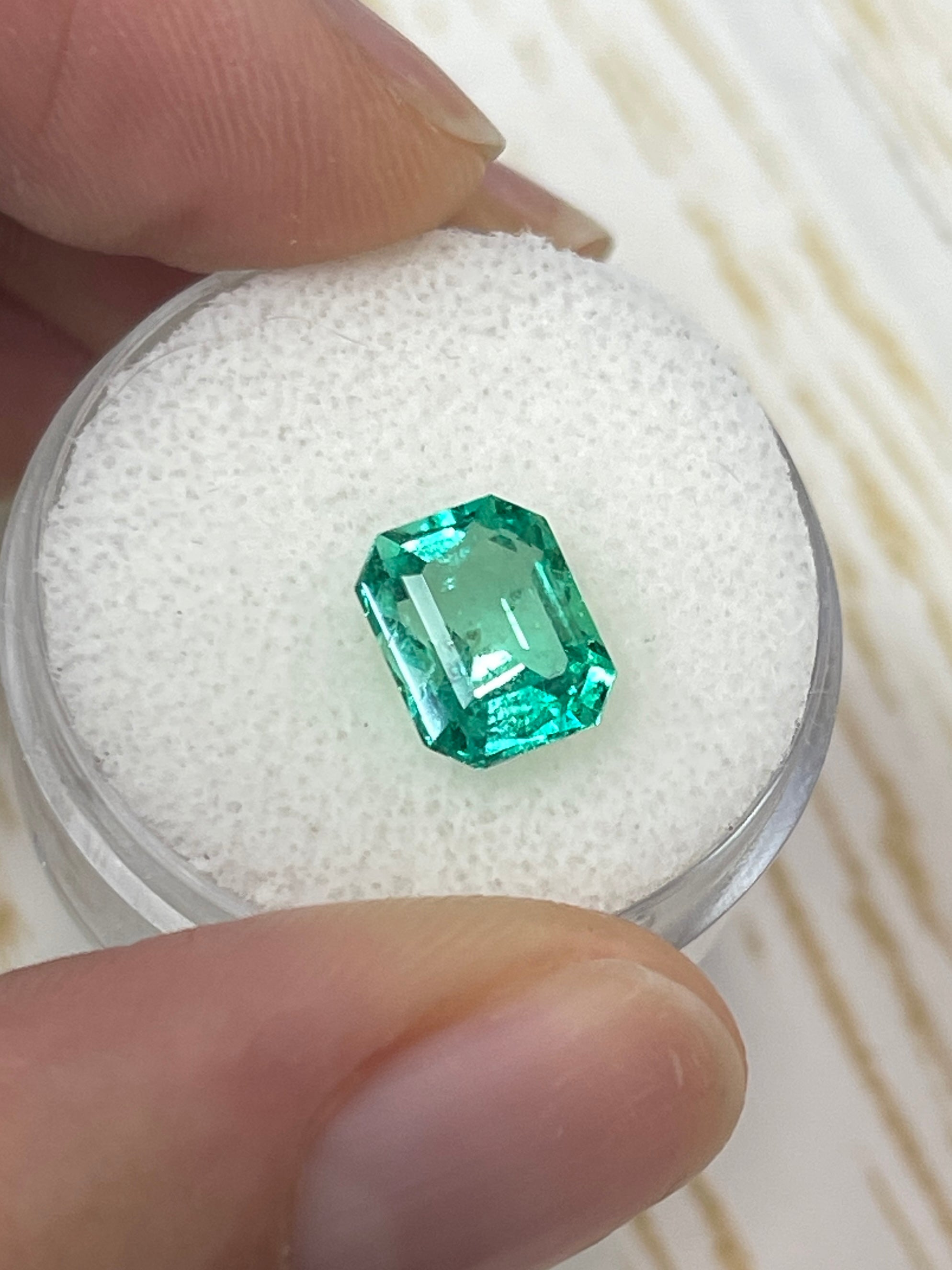 2.26 Carat 9x7 Crystalline Yellowish Green Natural Loose Colombian Emerald- Emerald Cut - JR Colombian Emeralds