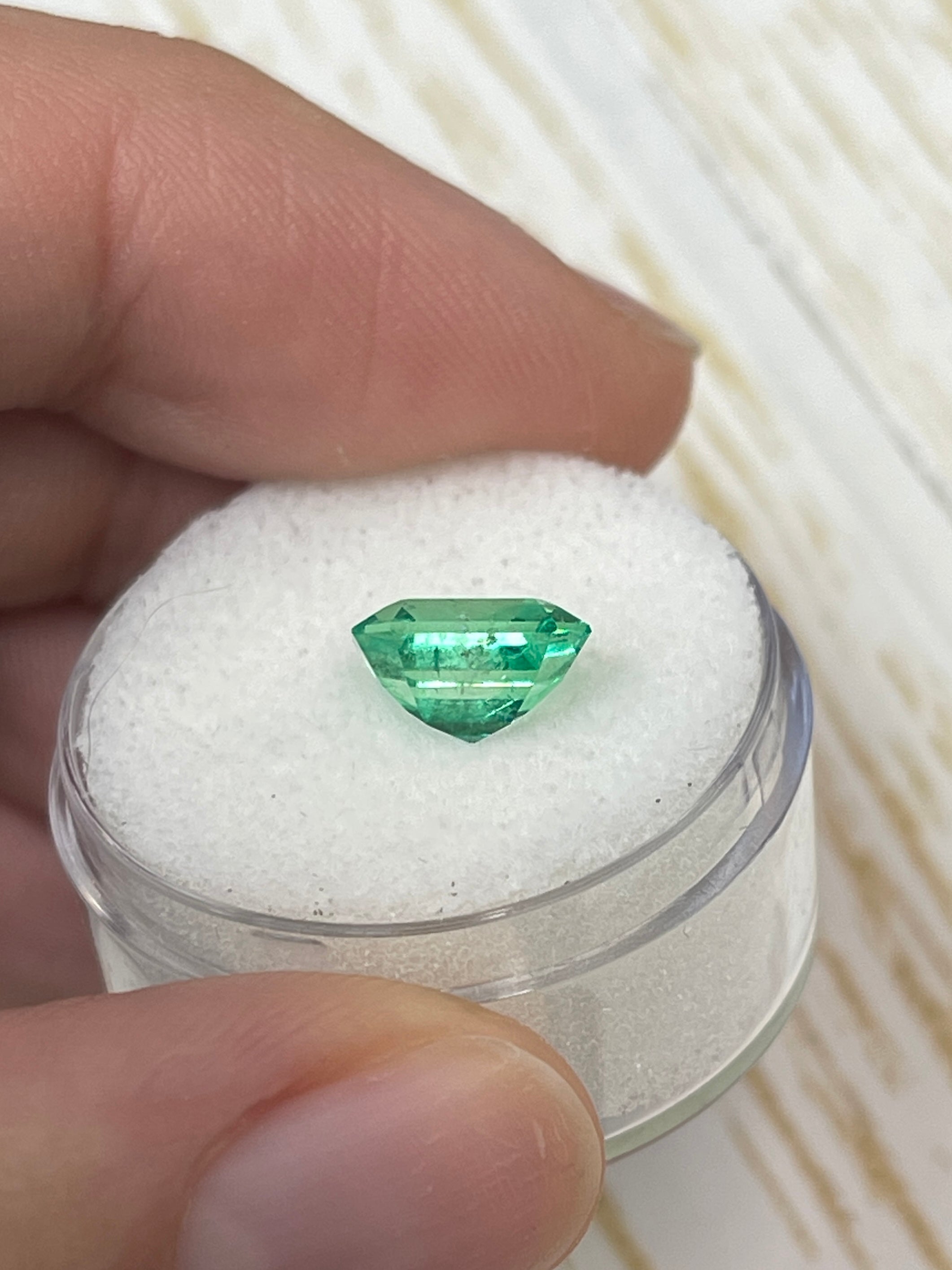 2.26 Carat 9x7 Crystalline Yellowish Green Natural Loose Colombian Emerald- Emerald Cut - JR Colombian Emeralds