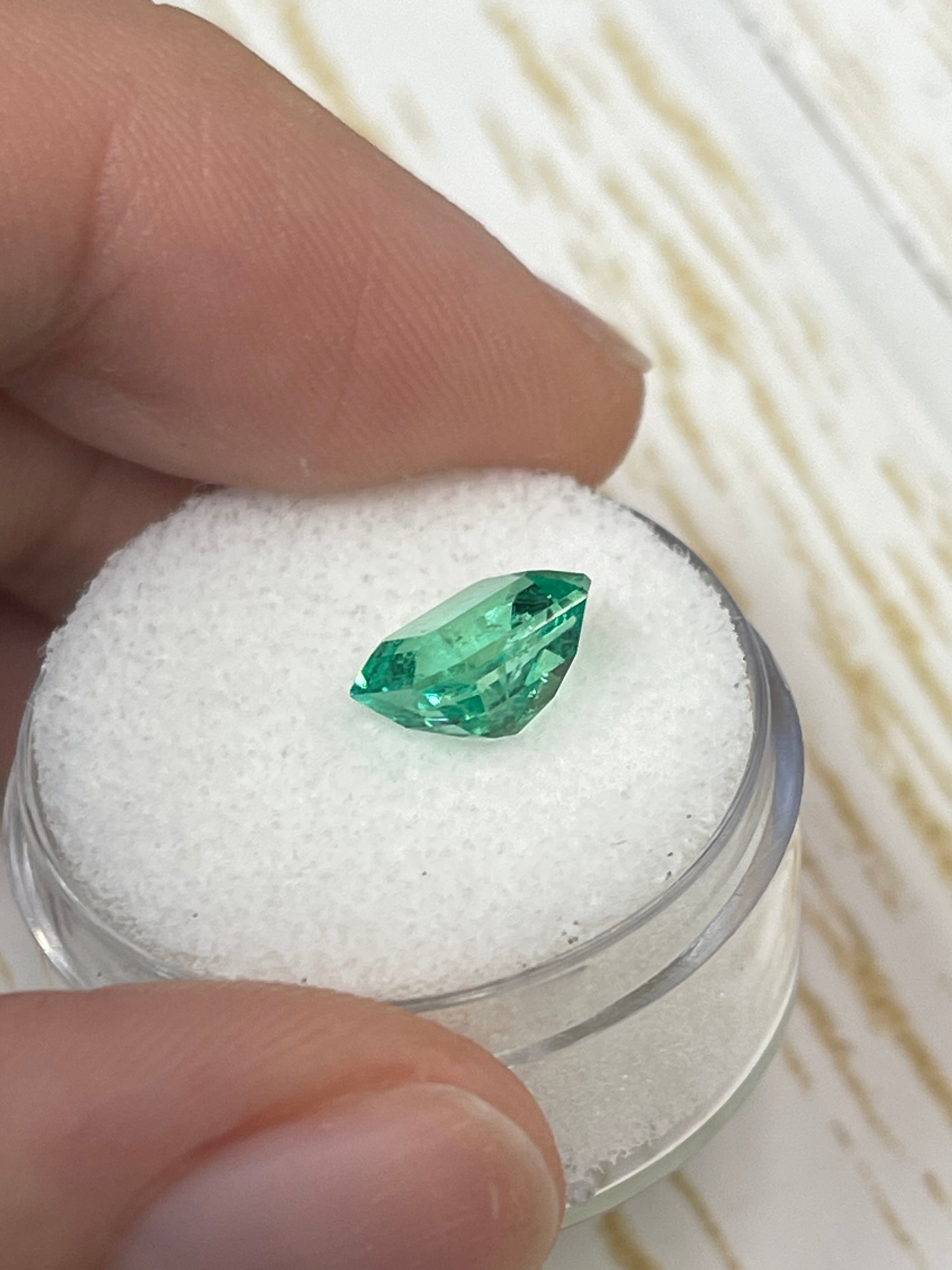 2.26 Carat 9x7 Crystalline Yellowish Green Natural Loose Colombian Emerald- Emerald Cut - JR Colombian Emeralds