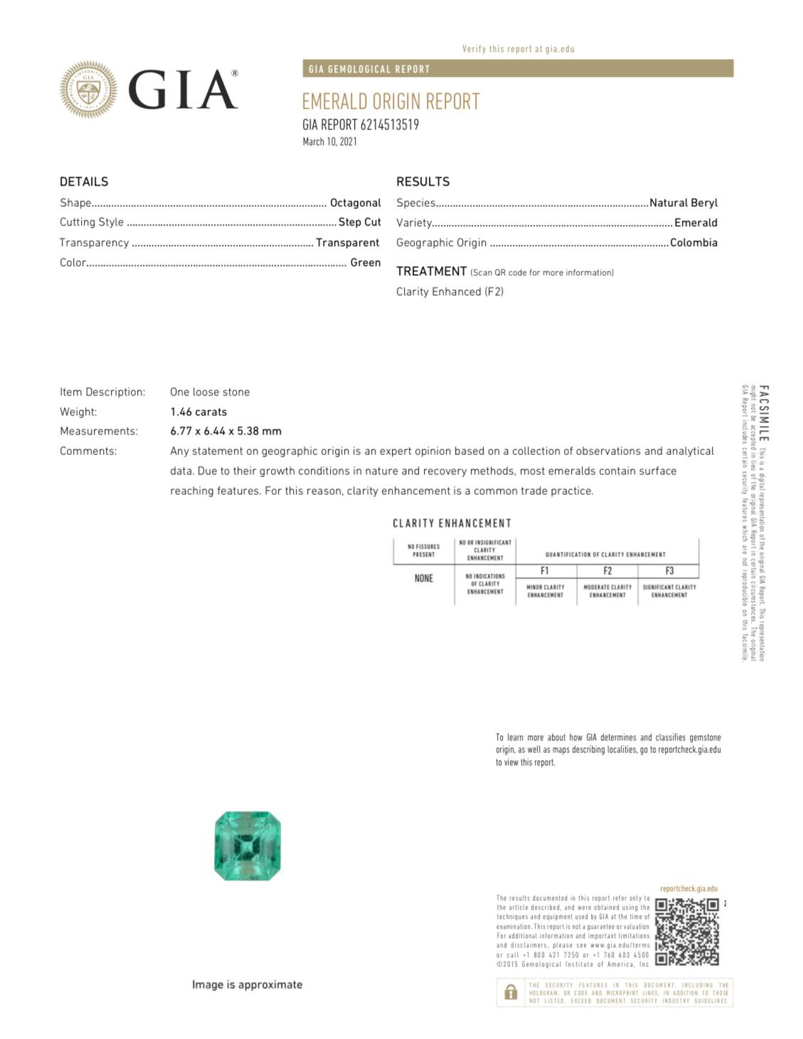 1.46 Carat GIA CERTIFIED 7x6 Bluish Green Natural Loose Colombian Emerald- Emerald Cut - JR Colombian Emeralds