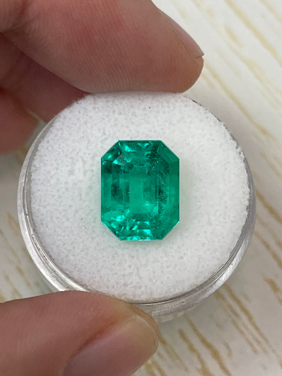 6.40 Carat 12x9.4 Fine Bluish Loose Colombian Emerald- Emerald Cut