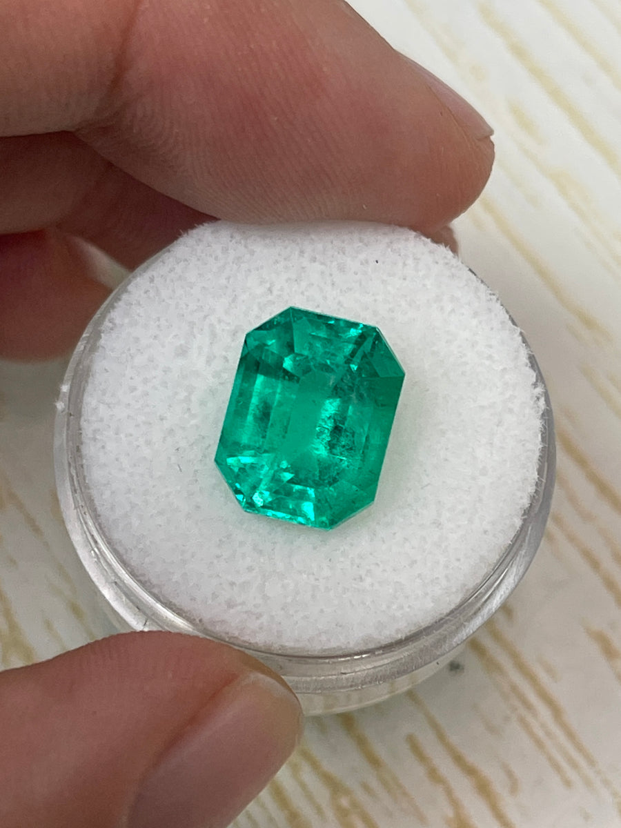 6.40 Carat 12x9.4 Fine Bluish Loose Colombian Emerald- Emerald Cut
