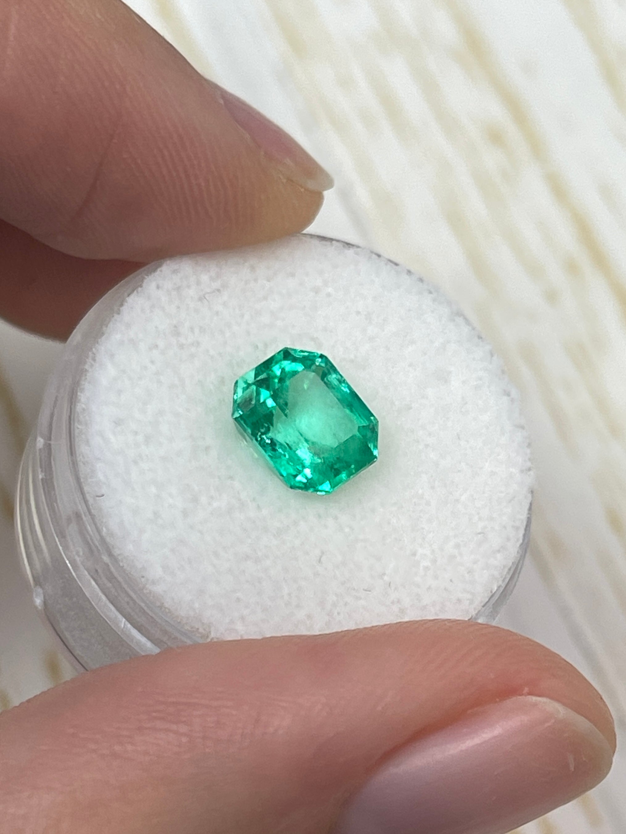 2.28 Carat 8.5x7 GLOWING Muzo Green Natural Loose Colombian Emerald-Emerald Cut - JR Colombian Emeralds