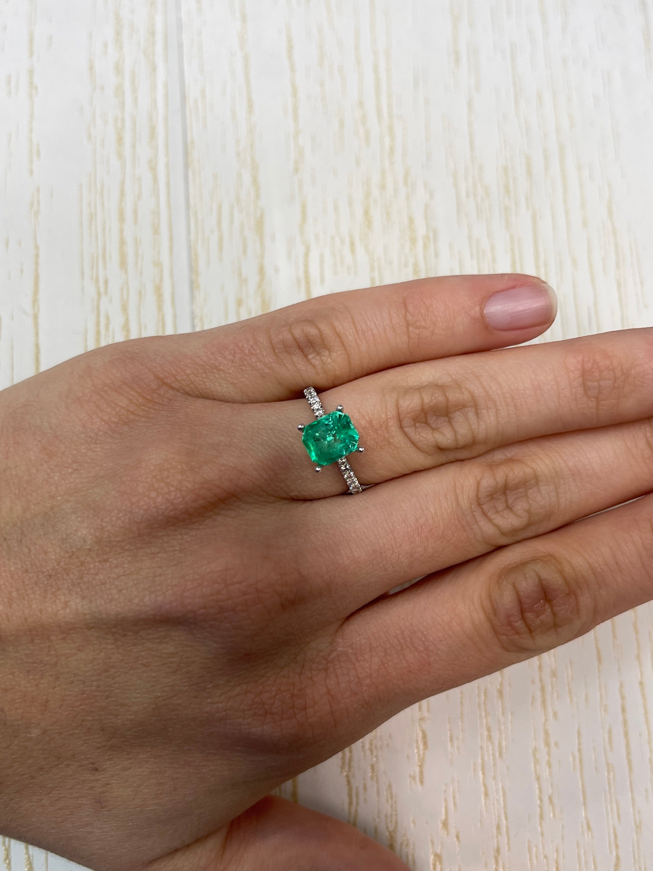 2.28 Carat 8.5x7 GLOWING Muzo Green Natural Loose Colombian Emerald-Emerald Cut - JR Colombian Emeralds