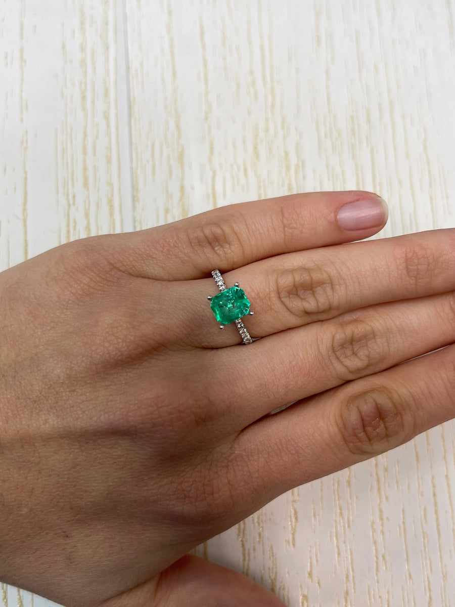 2.28 Carat 8.5x7 GLOWING Muzo Green Natural Loose Colombian Emerald-Emerald Cut
