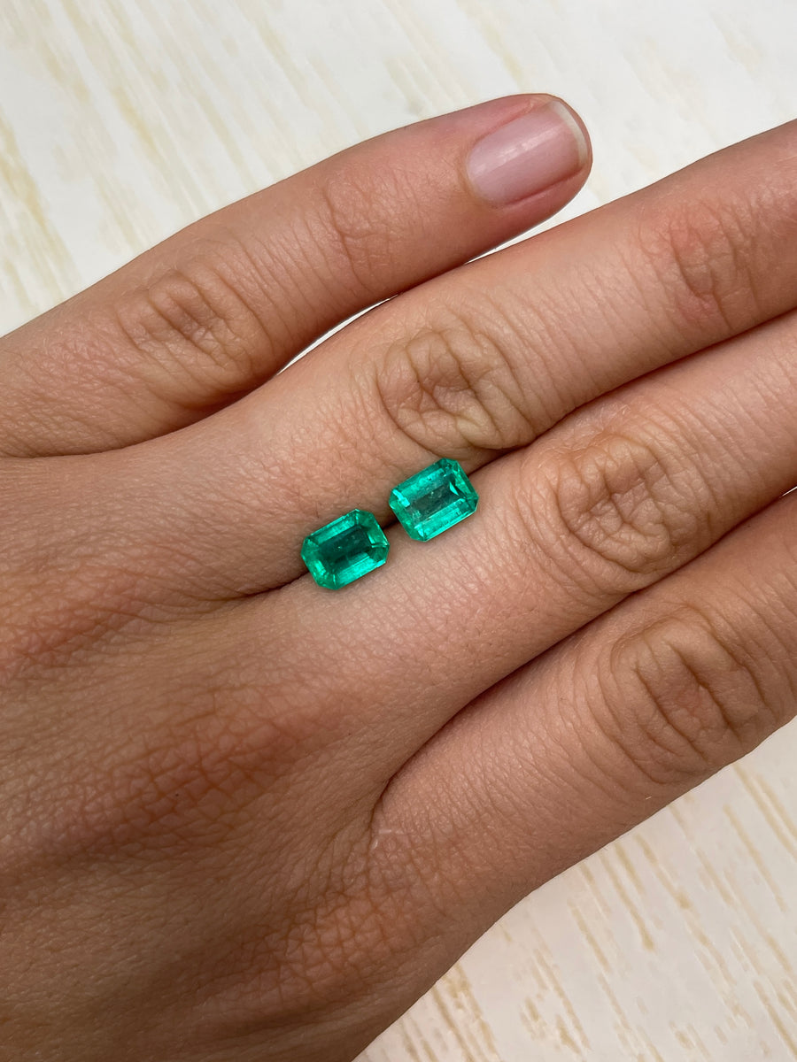 Colombian Emeralds - 3.15tcw, Two 8x6 Loose Stones in Vibrant Green, Identical