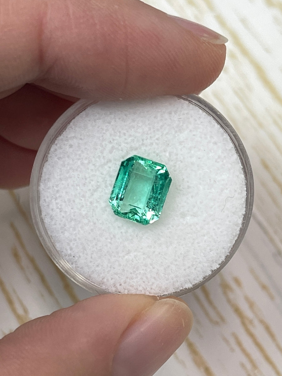 2.29 Carat Crystal Clean Light Vibrant Green Emerald Cut Natural Unset Colombian Emerald