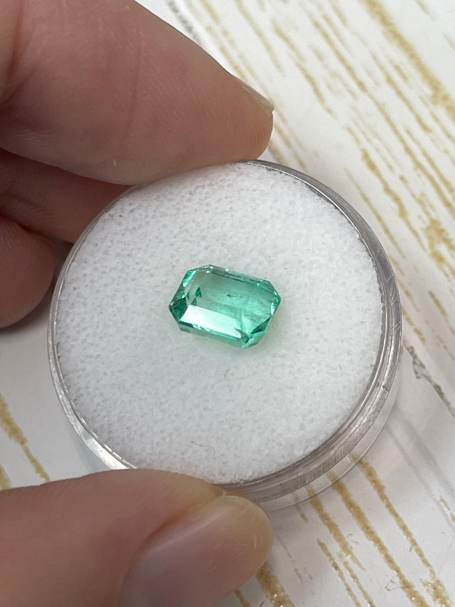 2.29 Carat Crystal Clean Light Vibrant Green Emerald Cut Natural Unset Colombian Emerald