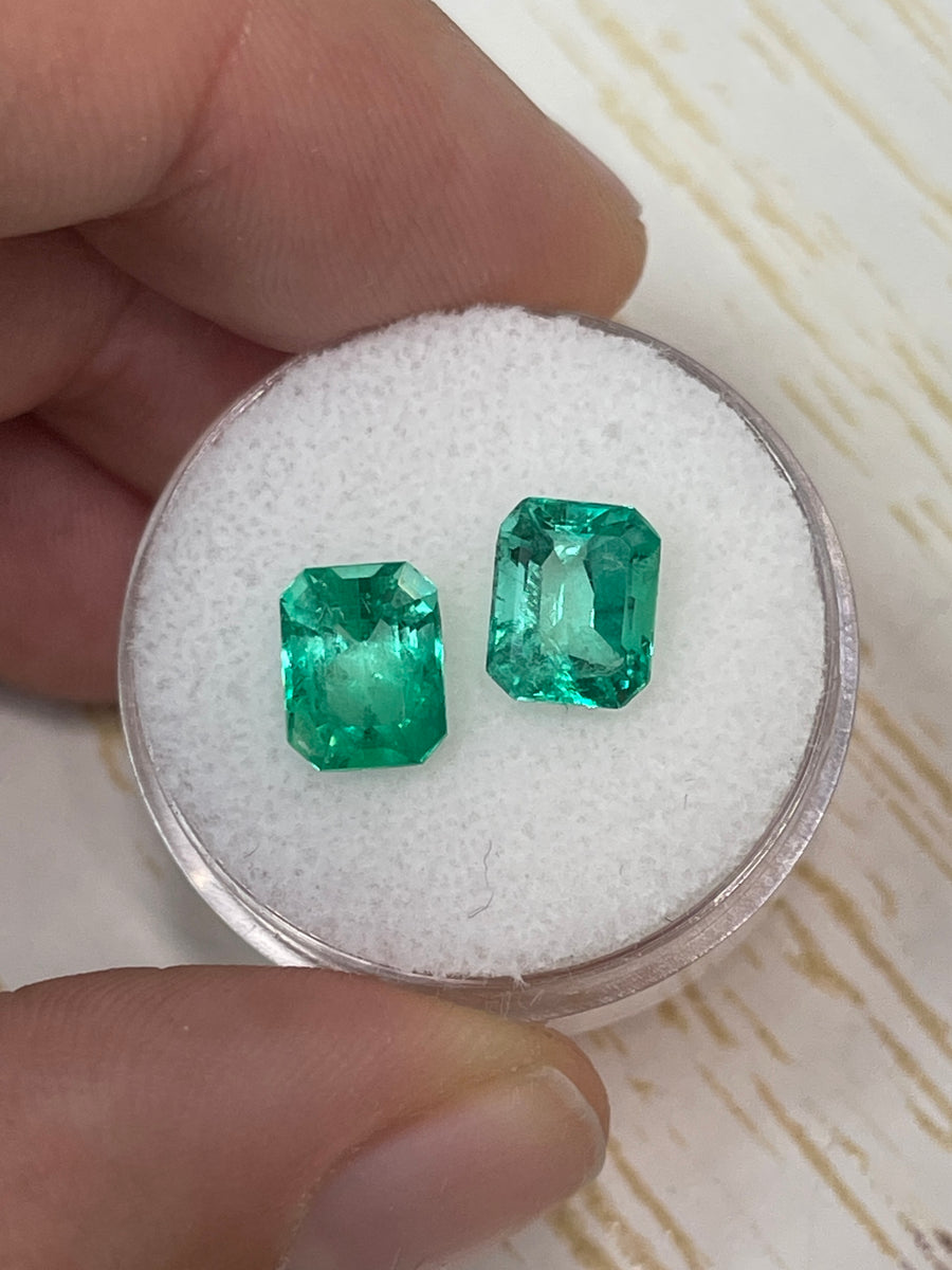 3.22 Total Carat Weight 8x6 Emerald Cut Green Colombian Loose Emeralds