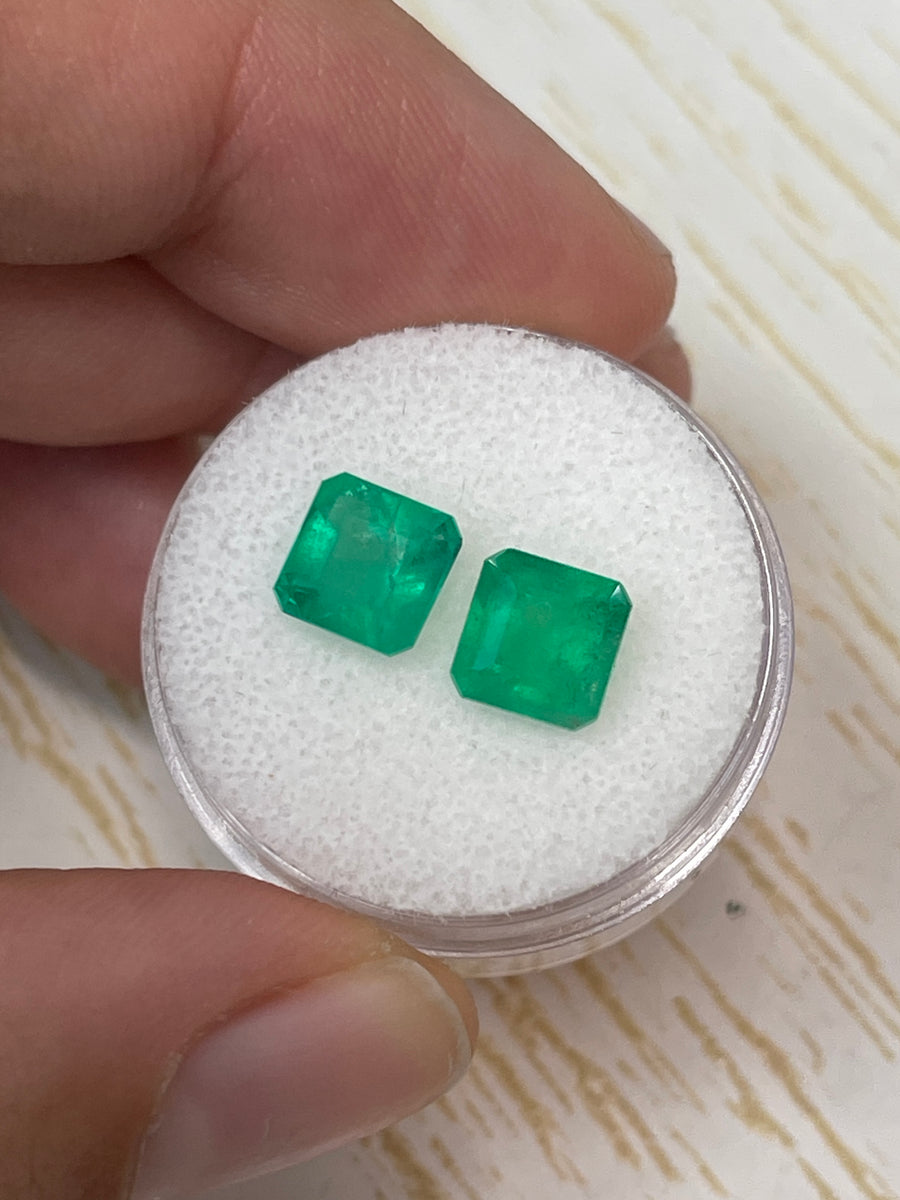 Matching Asscher-Cut Emeralds - 3.41 TCW - Set of 7
