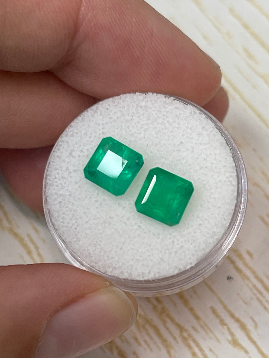 7x7 Colombian Emeralds in Asscher Cut - 3.41 Carat Total