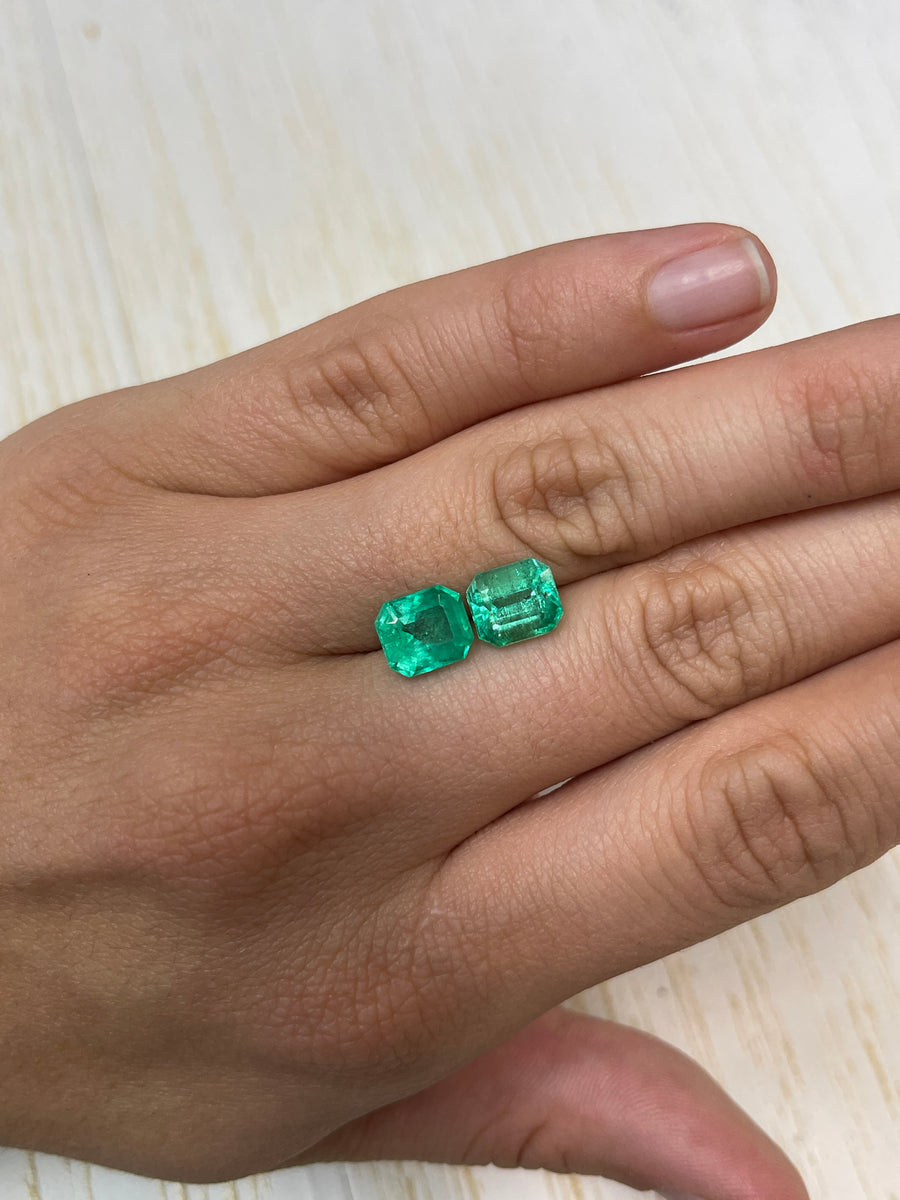 5.19 TCW Colombian Emeralds - Pair of Loose Gems, Matching Emerald Cut