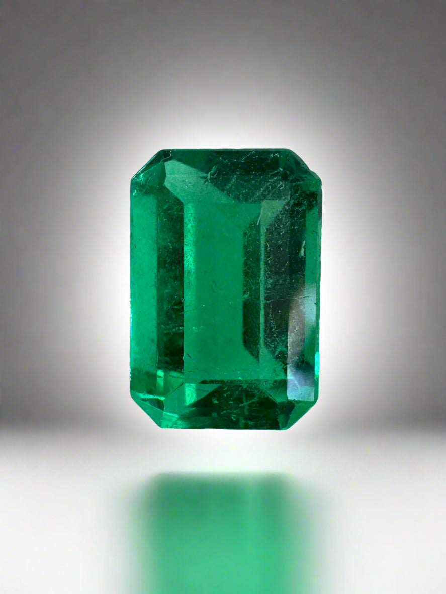 0.97 Carat 7.5x5 AAA+ Fine Loose Colombian Emerald-Elongated Emerald Cut