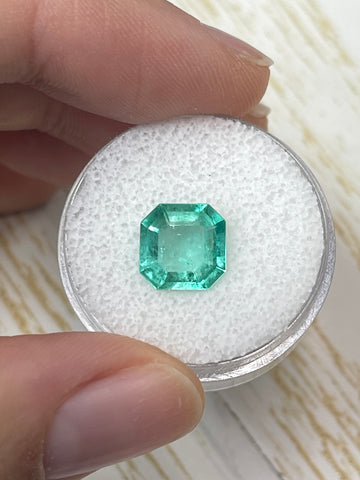 2.42 Carat 9x9 Minty Green Loose Colombian Emerald-Asscher Cut with Clipped Corners