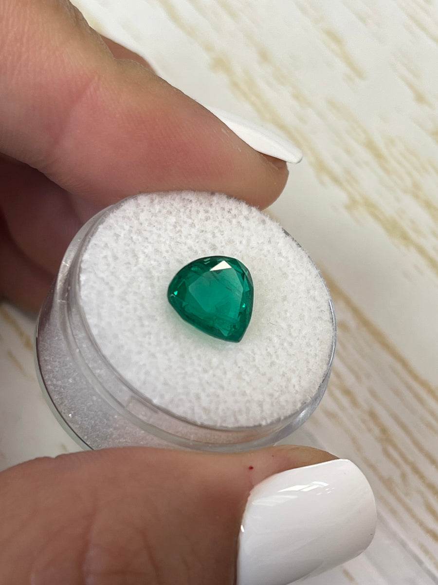 9.3x9.4 Natural Zambian Emerald - Chunky Pear Cut Gemstone, 2.40 Carat