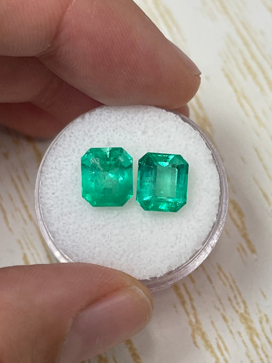 Pair of Unset Colombian Emeralds - 5.54 Total Carat Weight in Emerald Cut
