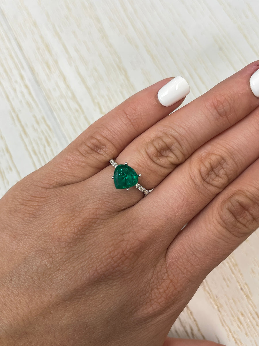 Emerald Gemstone from Zambia - 2.40 Carat Chunky Pear Cut, 9.3x9.4 Dimensions
