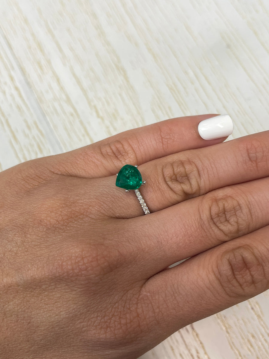 Vivid Deep Green Pear Shaped Zambian Emerald - 2.40 Carat, 9.3x9.4 Size